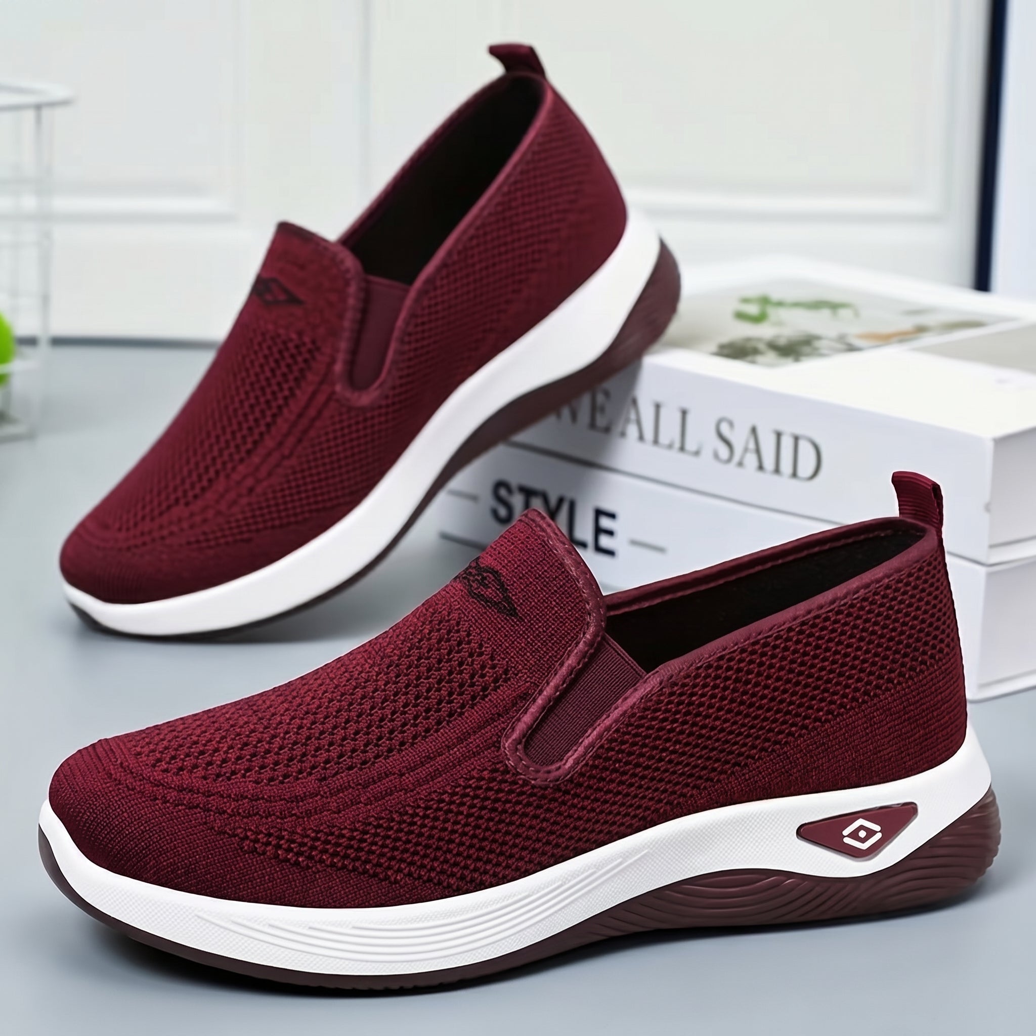 Alice - Women's Orthopaedic Breathable Slip-On Trainers - Orthopaedic Shoes - Red - Taylor & Bennett