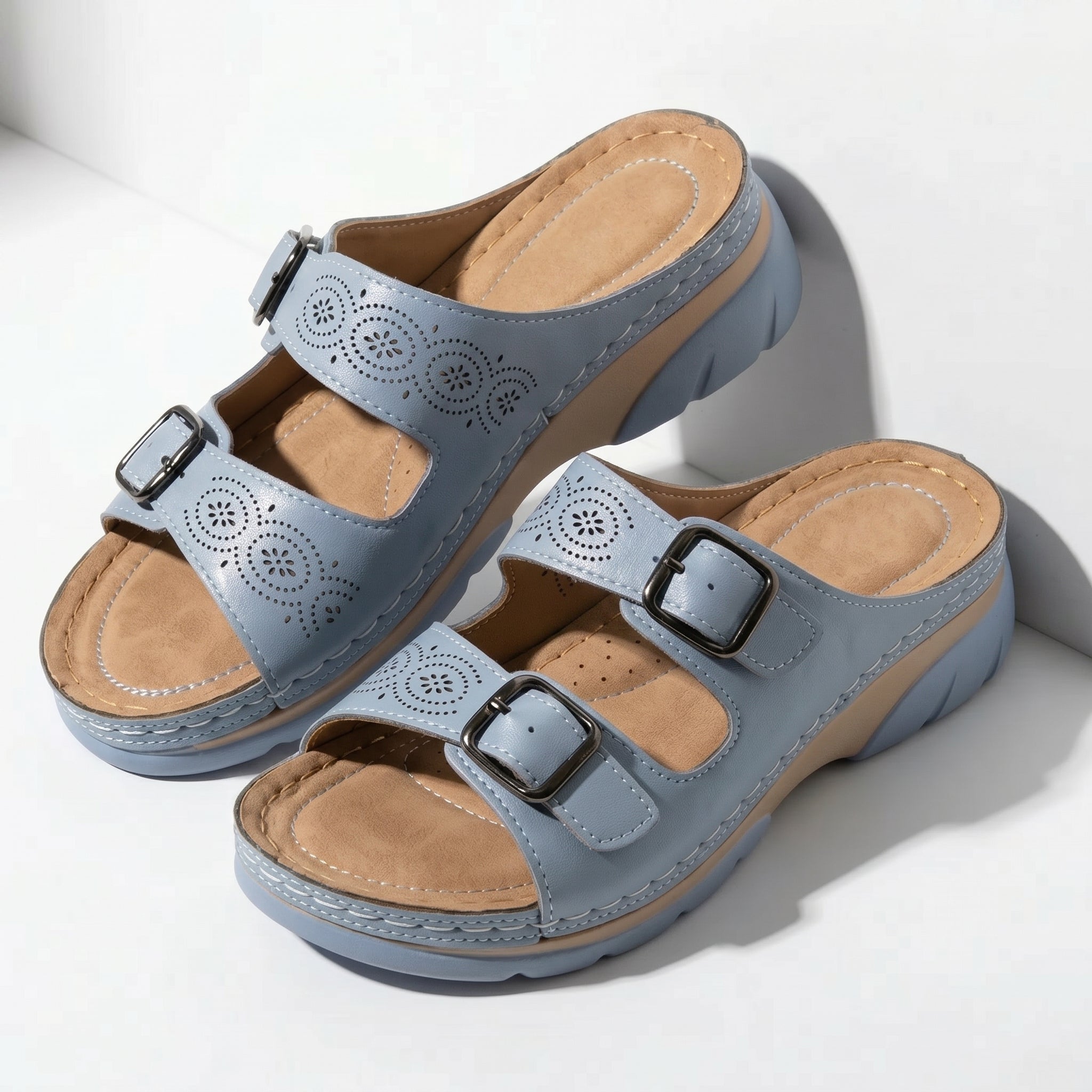Alice - Women's Orthopaedic Open Toe Sandals - Sandals - Light Blue - Taylor & Bennett