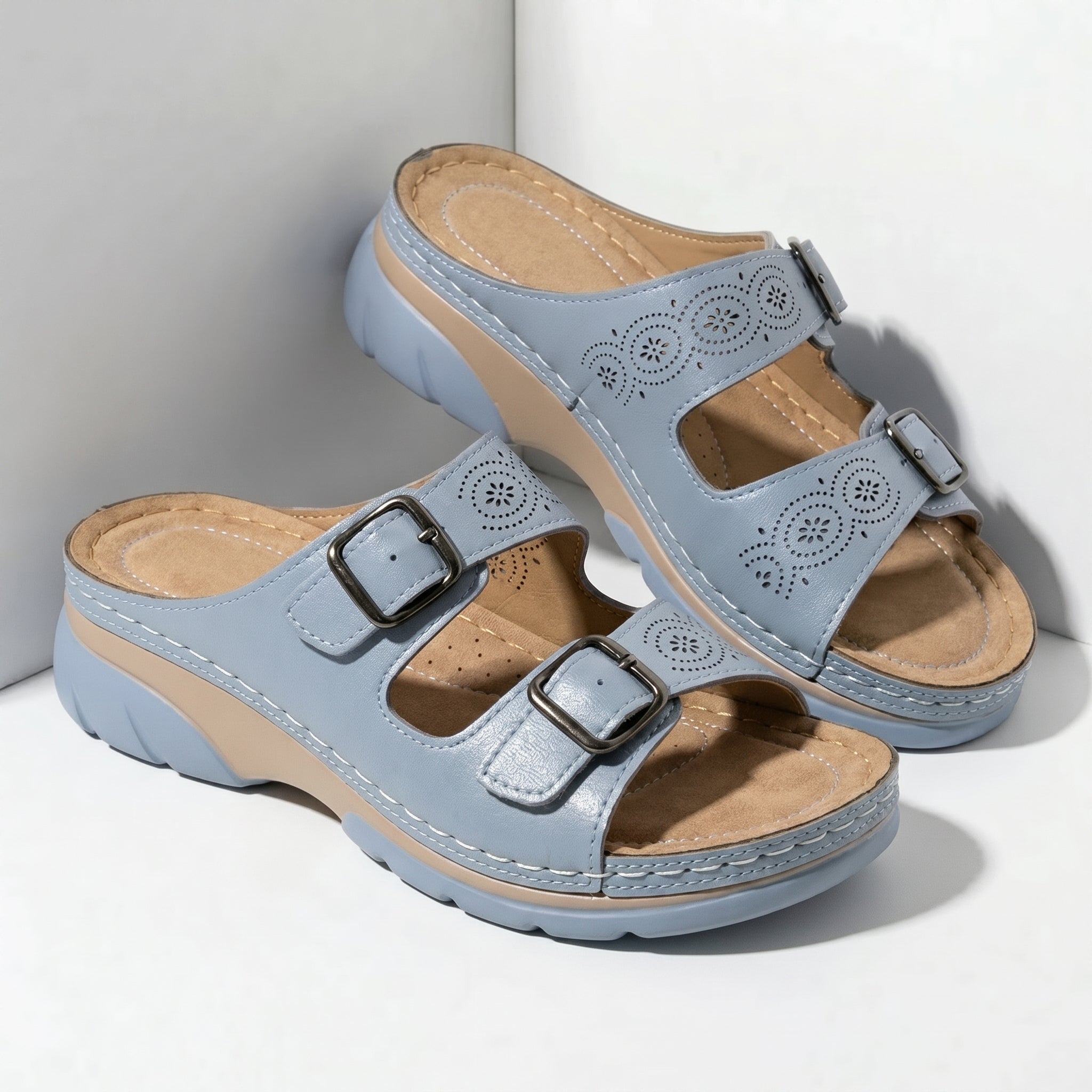 Alice - Women's Orthopaedic Open Toe Sandals - Sandals - Light Blue - Taylor & Bennett