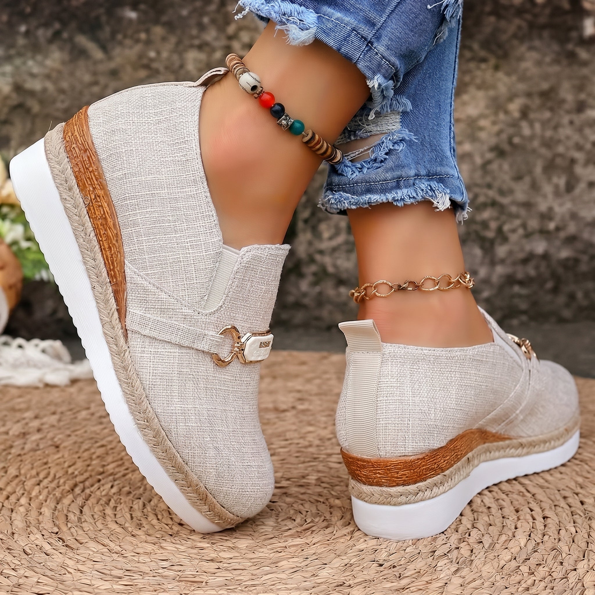 Alice - Women's Orthopaedic Platform Loafers - Loafers - Beige - Taylor & Bennett