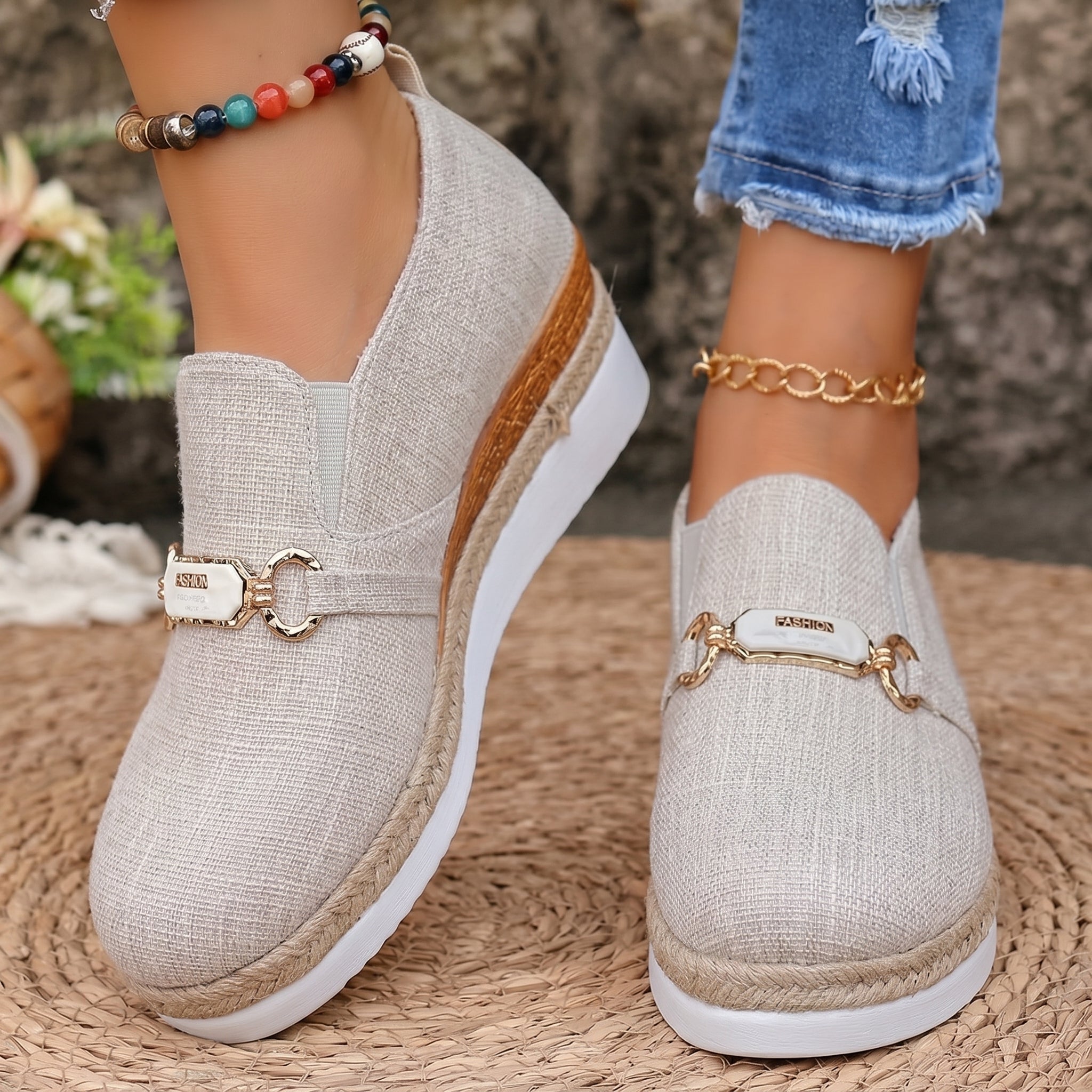 Alice - Women's Orthopaedic Platform Loafers - Loafers - Beige - Taylor & Bennett