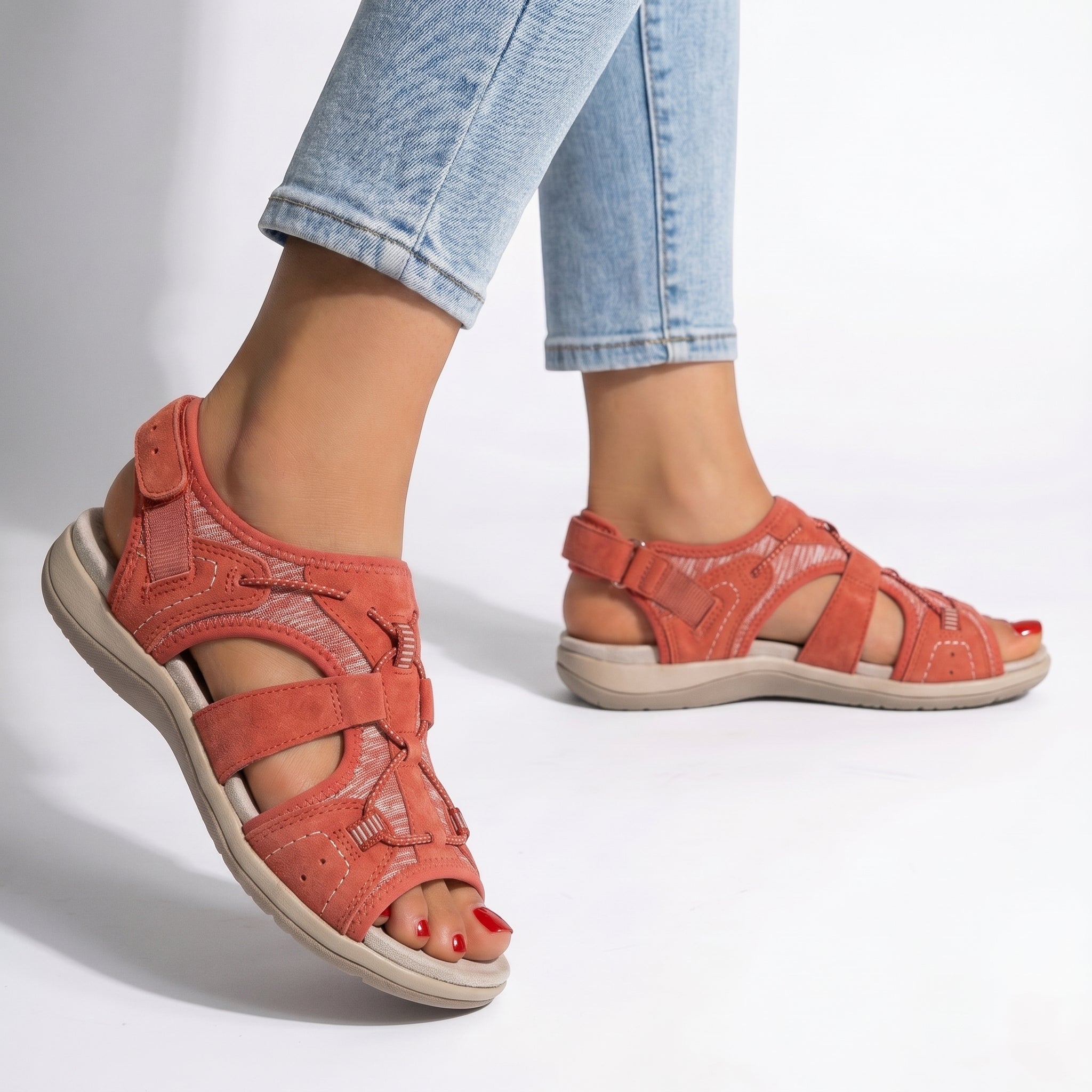 Alice - Women's Orthopaedic Sandals - Sandals - Red - Taylor & Bennett