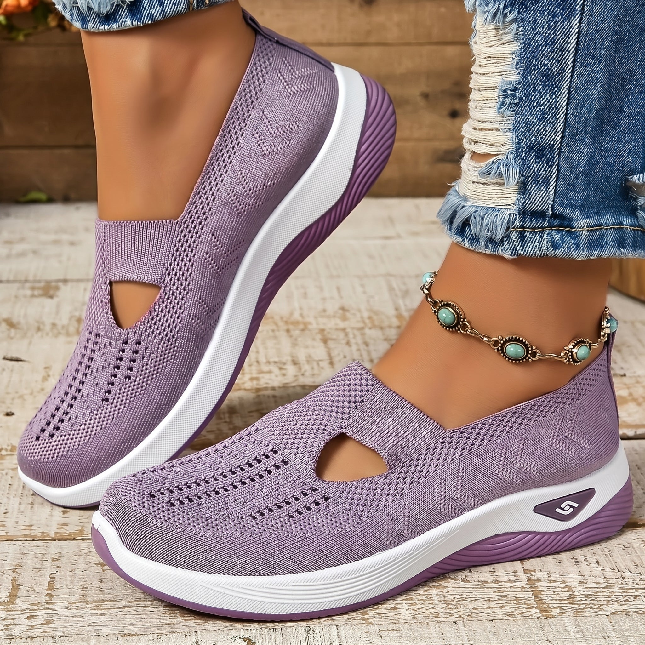 Alice - Women's Orthopaedic Slip - On Cushioned Trainers - Trainers - Light Purple - Taylor & Bennett
