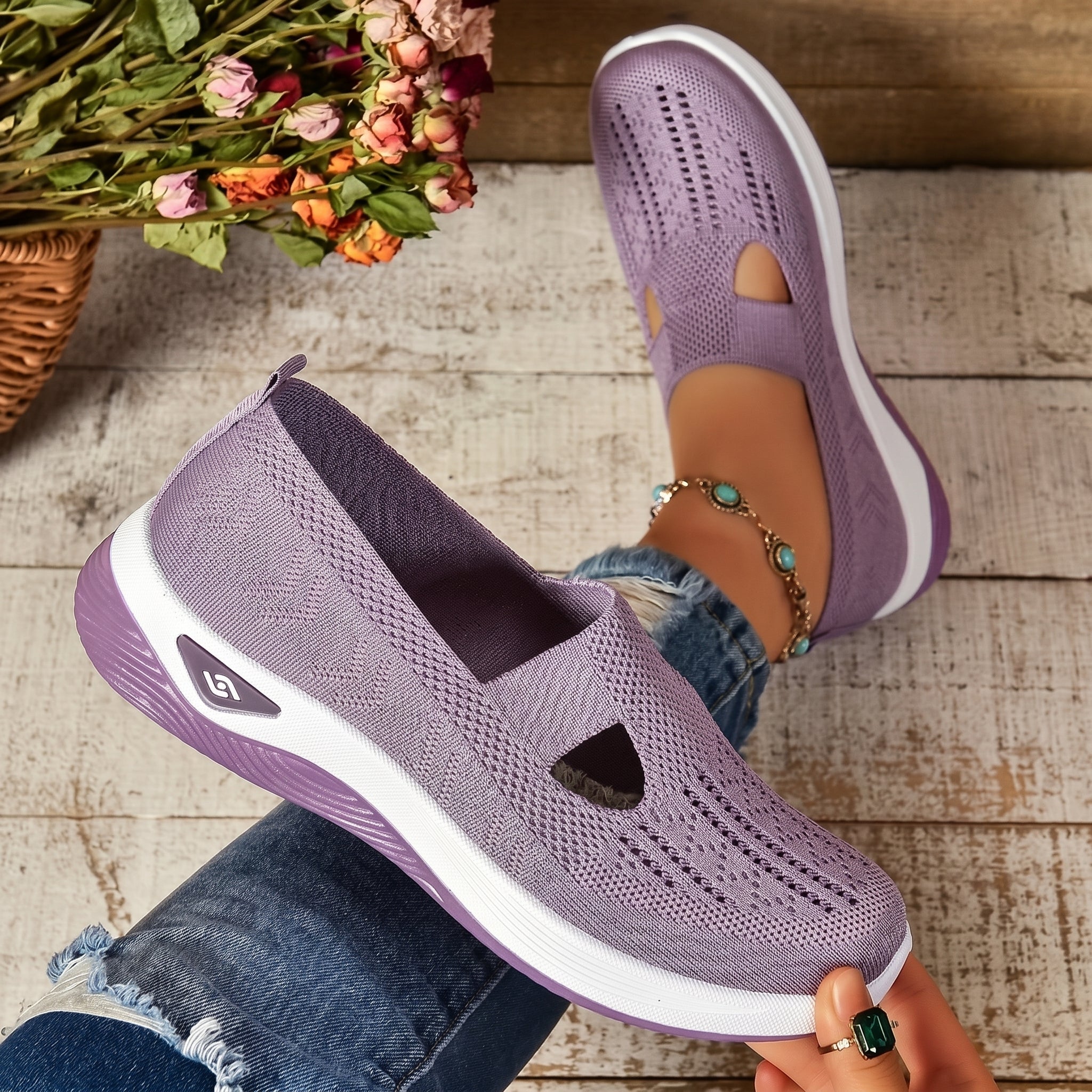 Alice - Women's Orthopaedic Slip - On Cushioned Trainers - Trainers - Light Purple - Taylor & Bennett