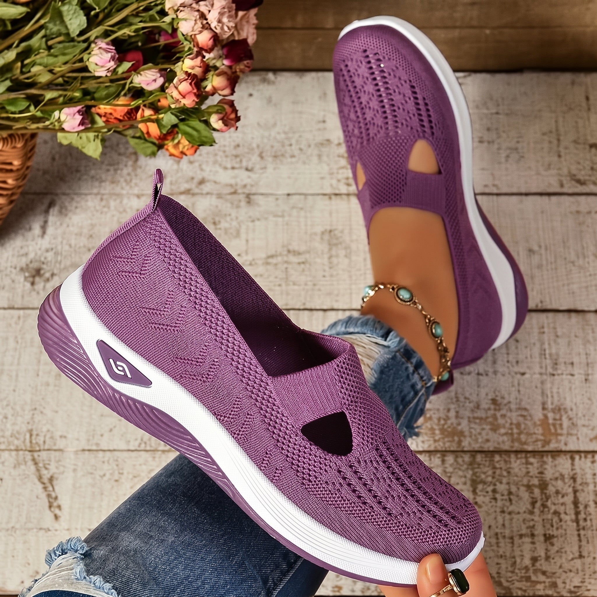Alice - Women's Orthopaedic Slip - On Cushioned Trainers - Trainers - Purple - Taylor & Bennett