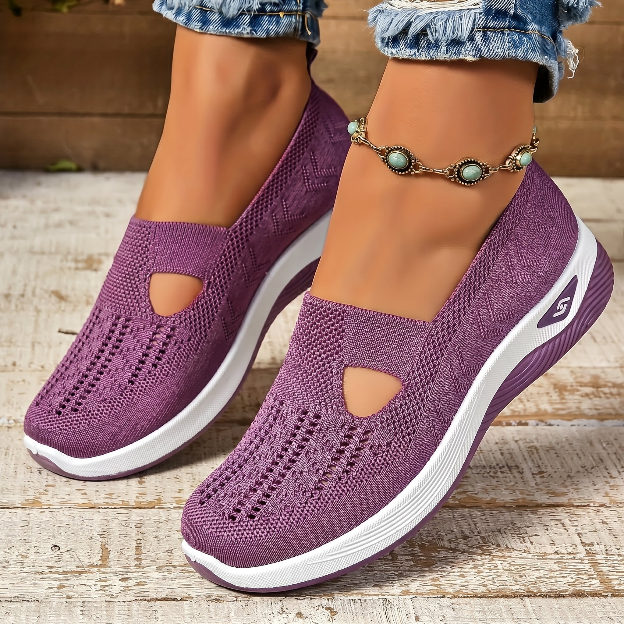 Alice - Women's Orthopaedic Slip - On Cushioned Trainers - Trainers - Purple - Taylor & Bennett