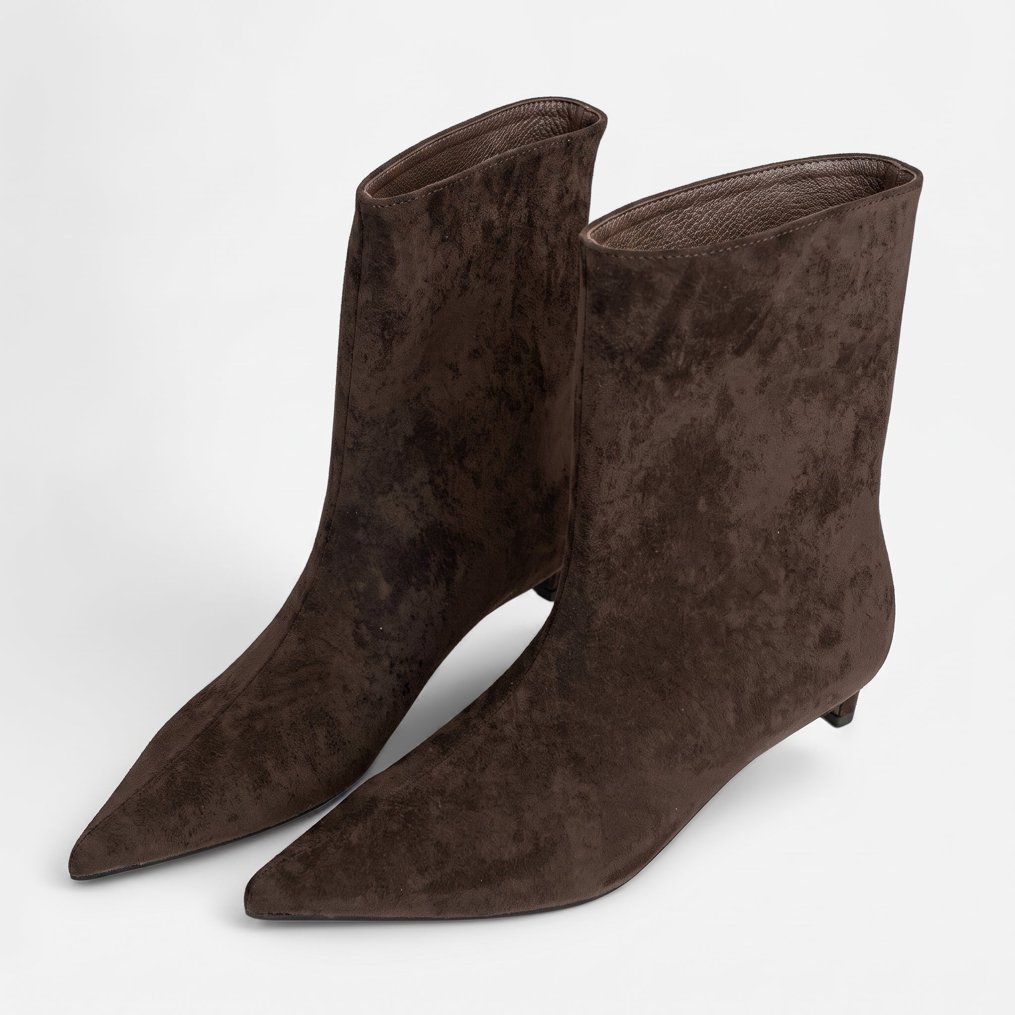 Alice - Women's Pointed Toe Kitten Heel Ankle Boots - Boots - Coffee - Taylor & Bennett