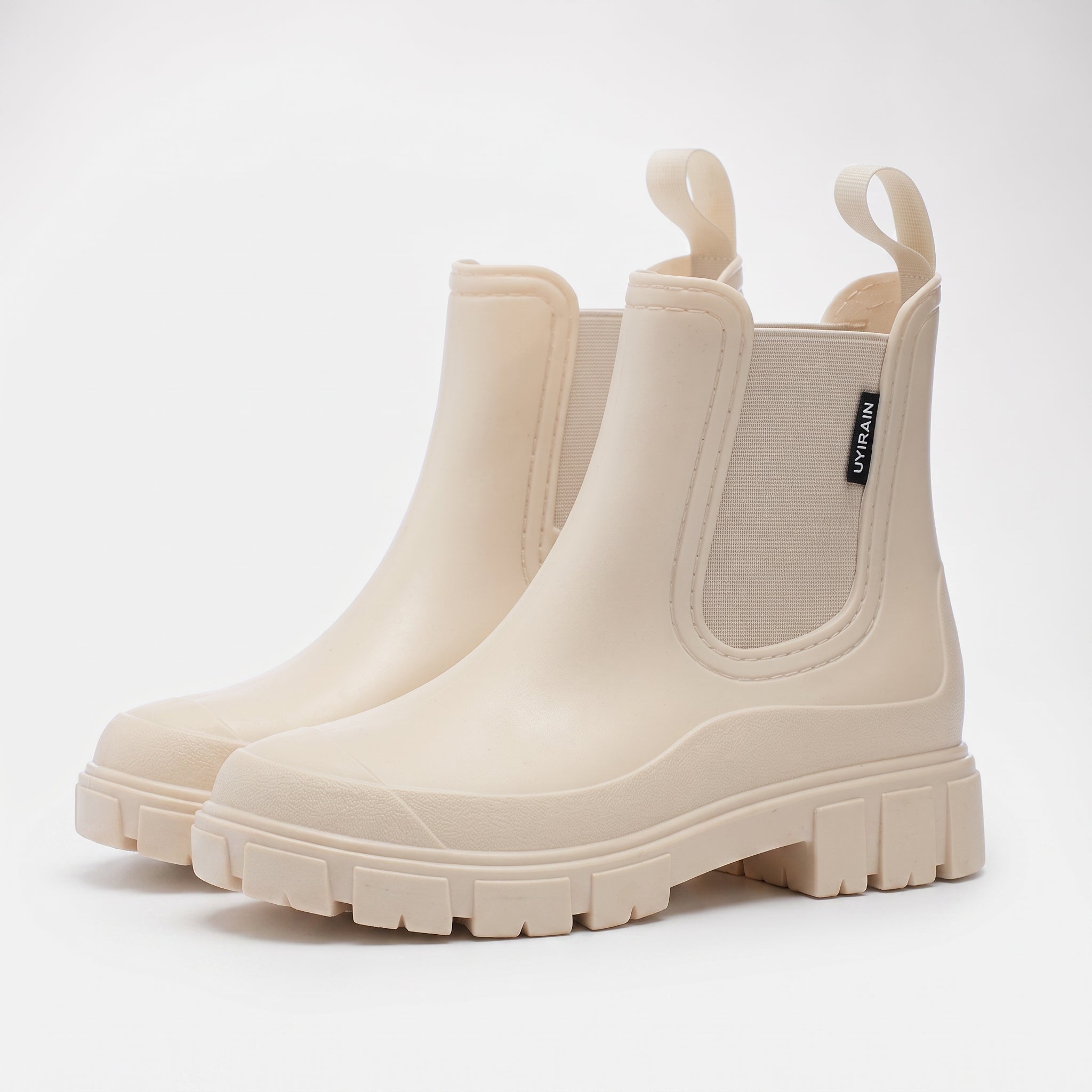 Alice - Women's Waterproof Elastic Panel Chelsea Boots - Boots - Beige - Taylor & Bennett