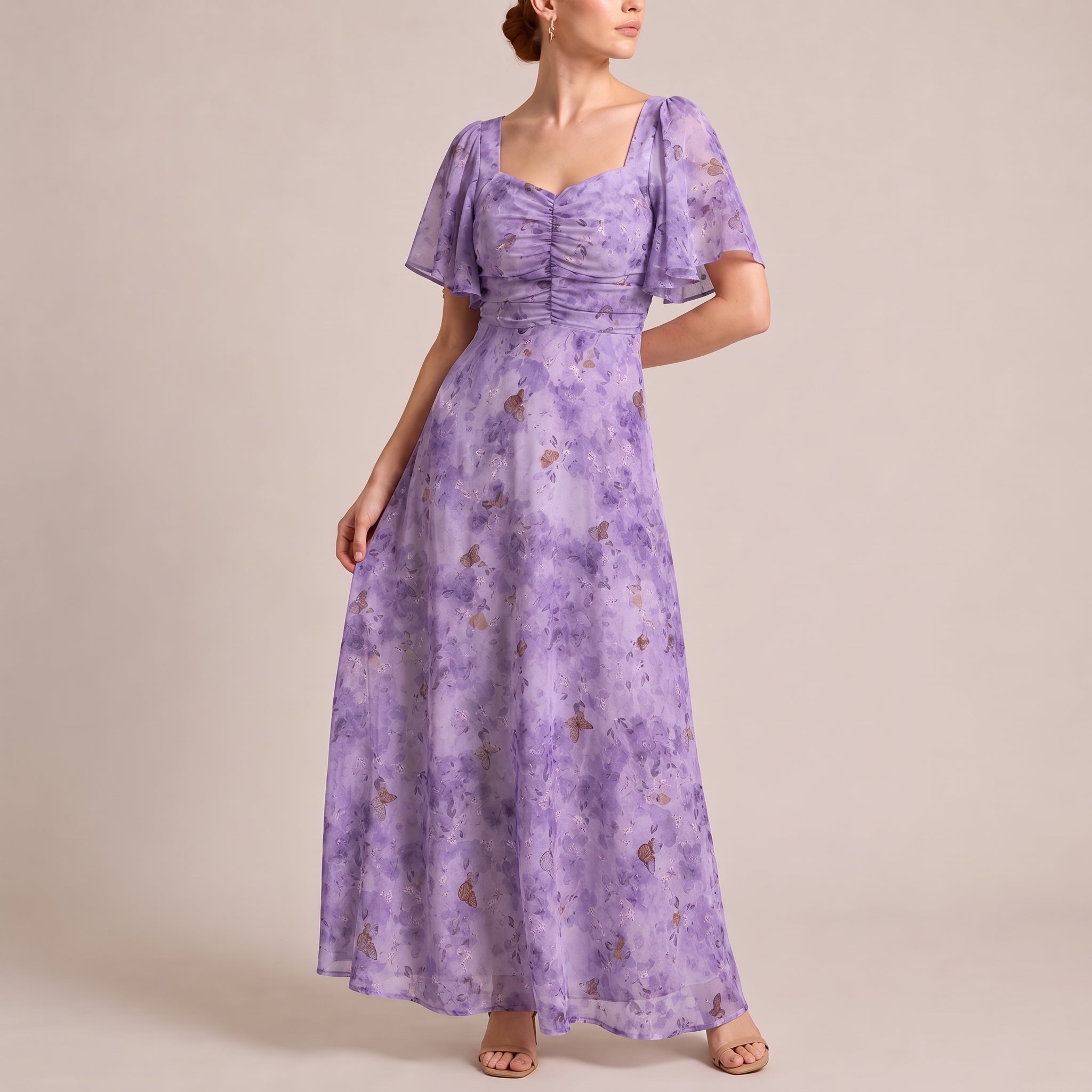Alma - Women's Vintage Floral Wedding Guest Maxi Dress - Dresses - Purple - Taylor & Bennett