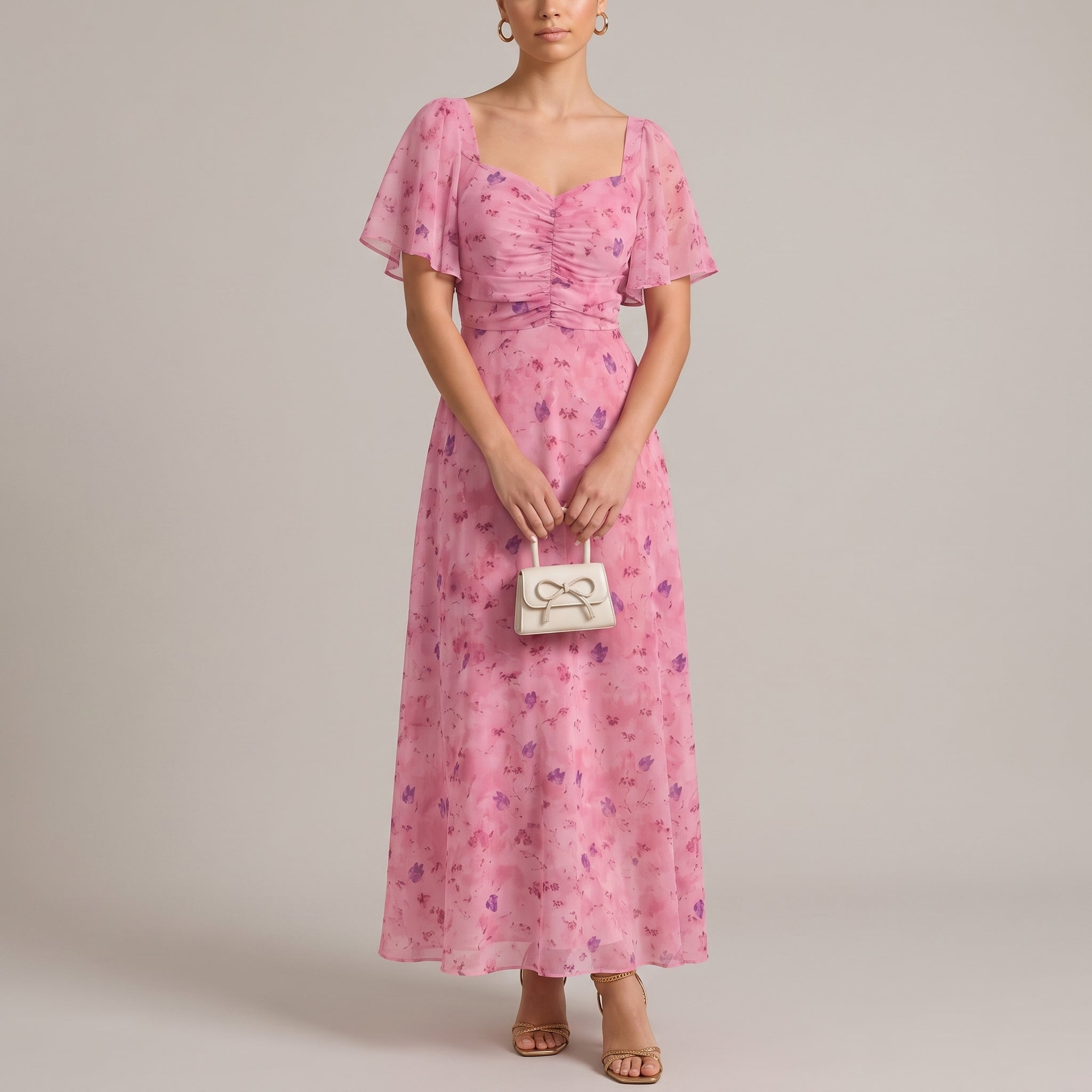 Alma - Women's Vintage Floral Wedding Guest Maxi Dress - Dresses - Pink - Taylor & Bennett