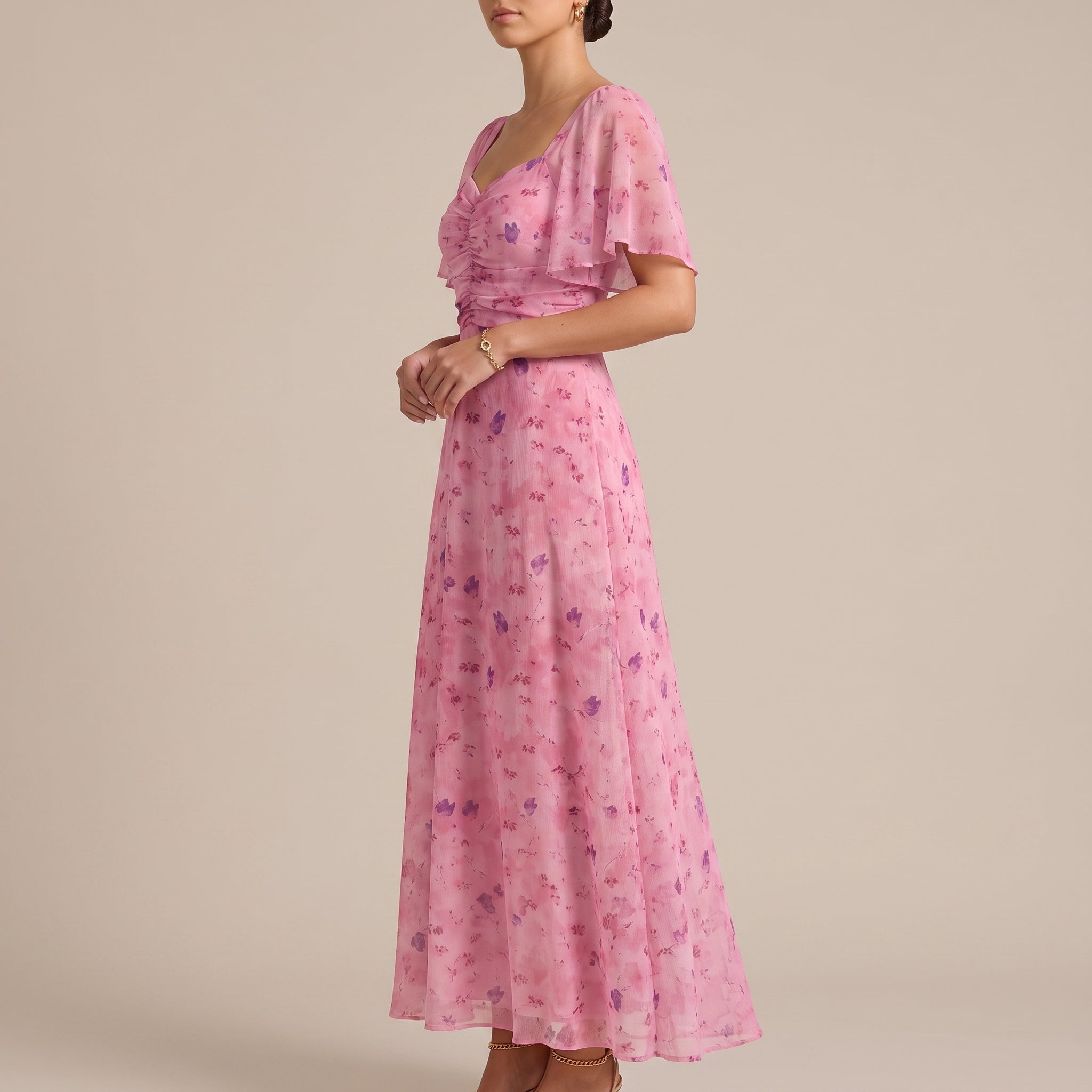 Alma - Women's Vintage Floral Wedding Guest Maxi Dress - Dresses - Light Blue - Taylor & Bennett