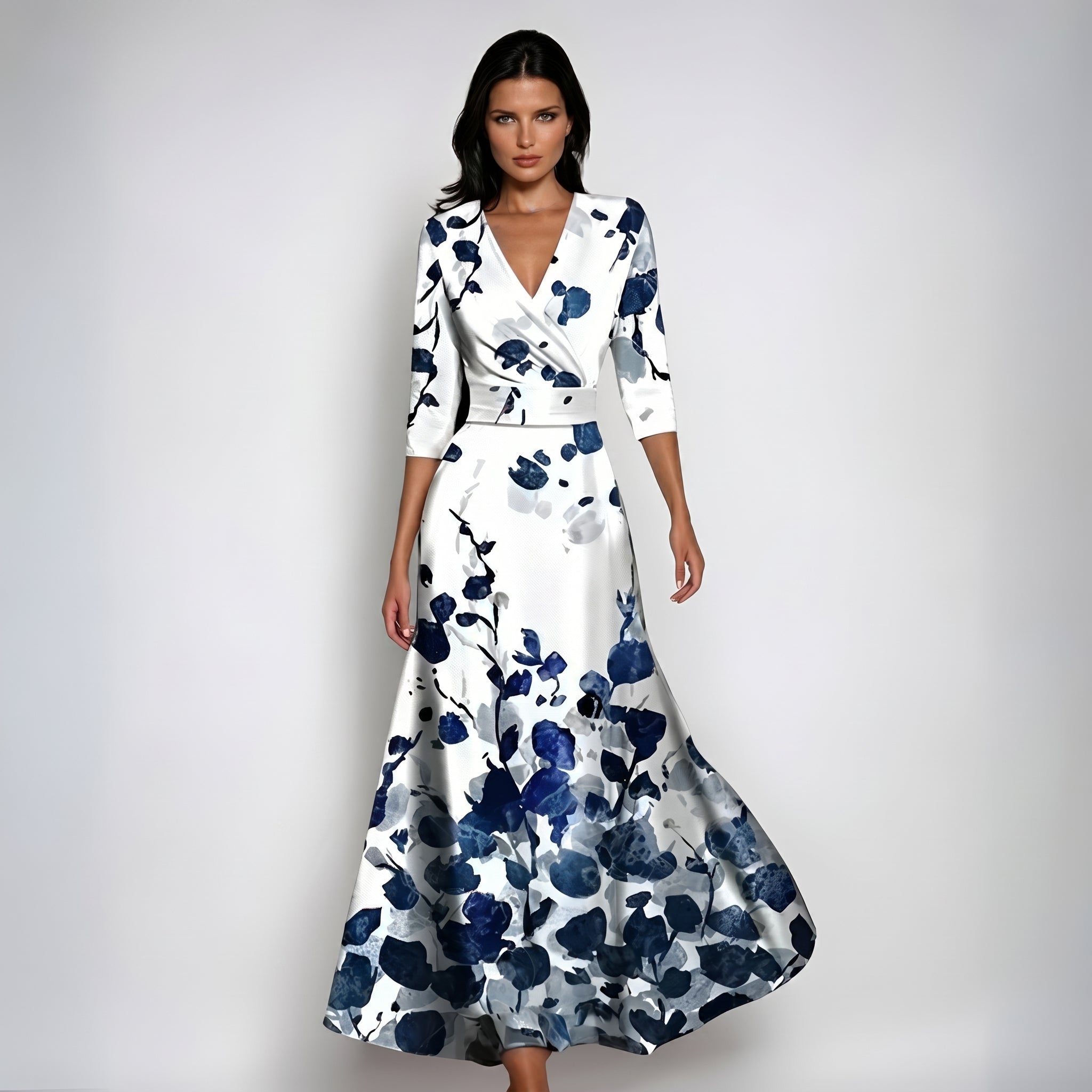 Aloisia - Women's Summer Bold Print Wrap Midi Dress - Dresses - White - Taylor & Bennett
