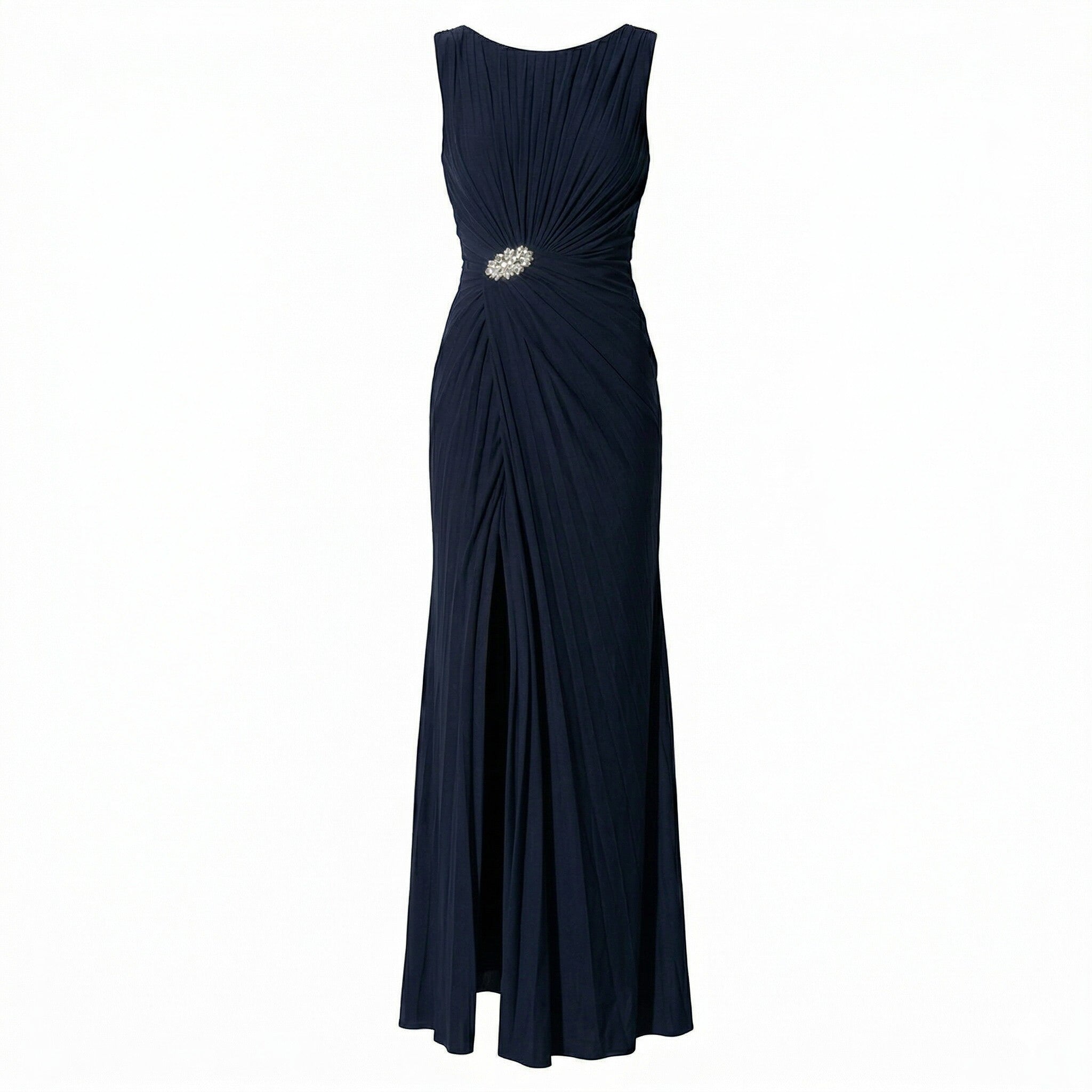 Amelia - Women's Evening Pleated Maxi Dress - Maxi Dresses - Navy Blue - Taylor & Bennett