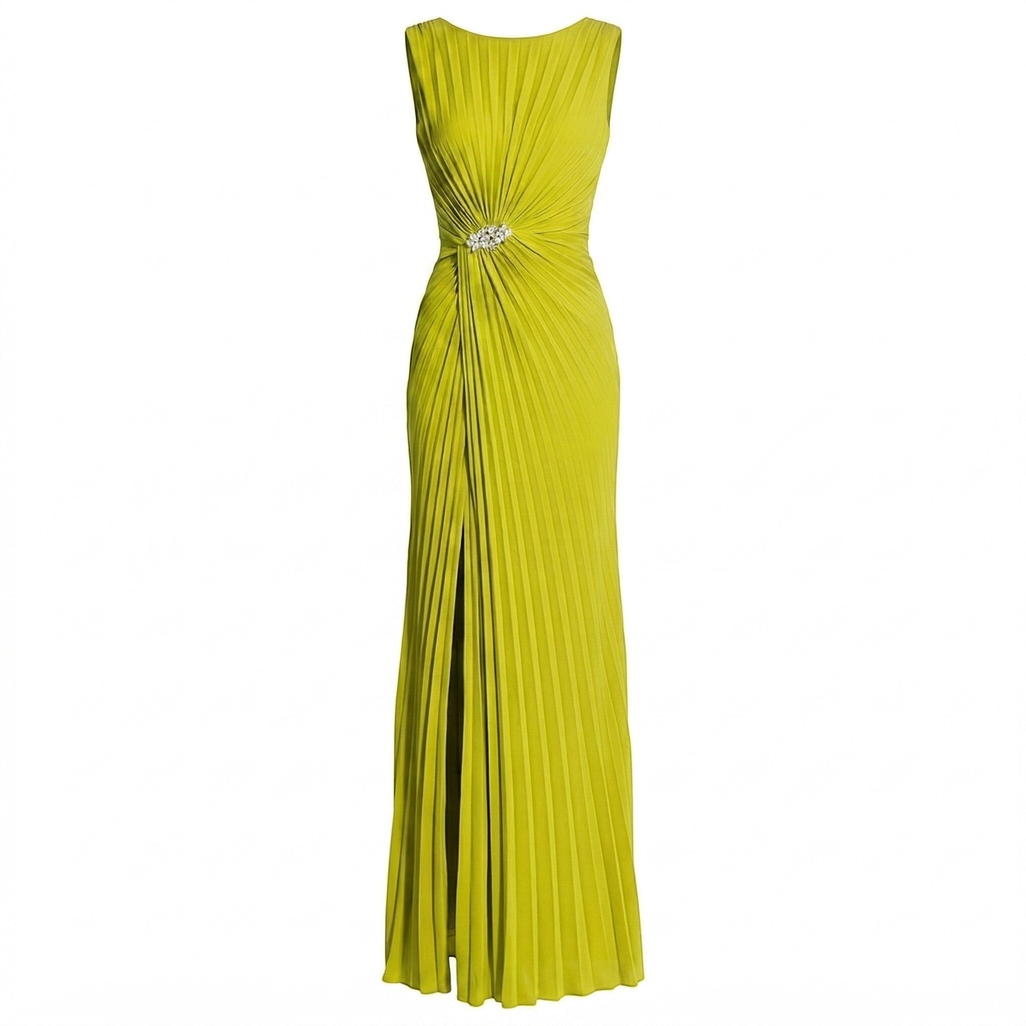 Amelia - Women's Evening Pleated Maxi Dress - Maxi Dresses - Yellow - Taylor & Bennett