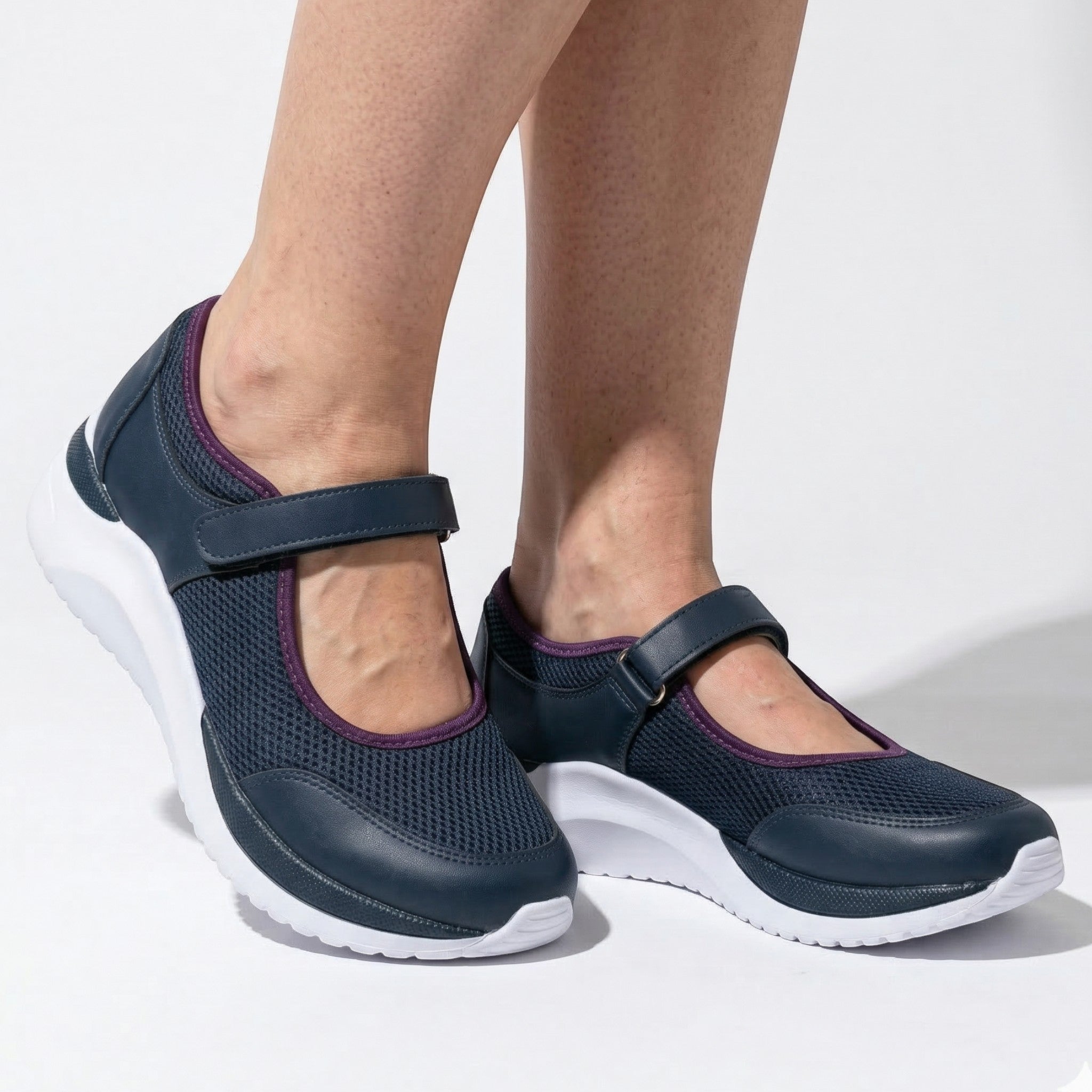 Amelia - Women's Lightweight Trainers with Adjustable Strap - Trainers - Blue - Taylor & Bennett