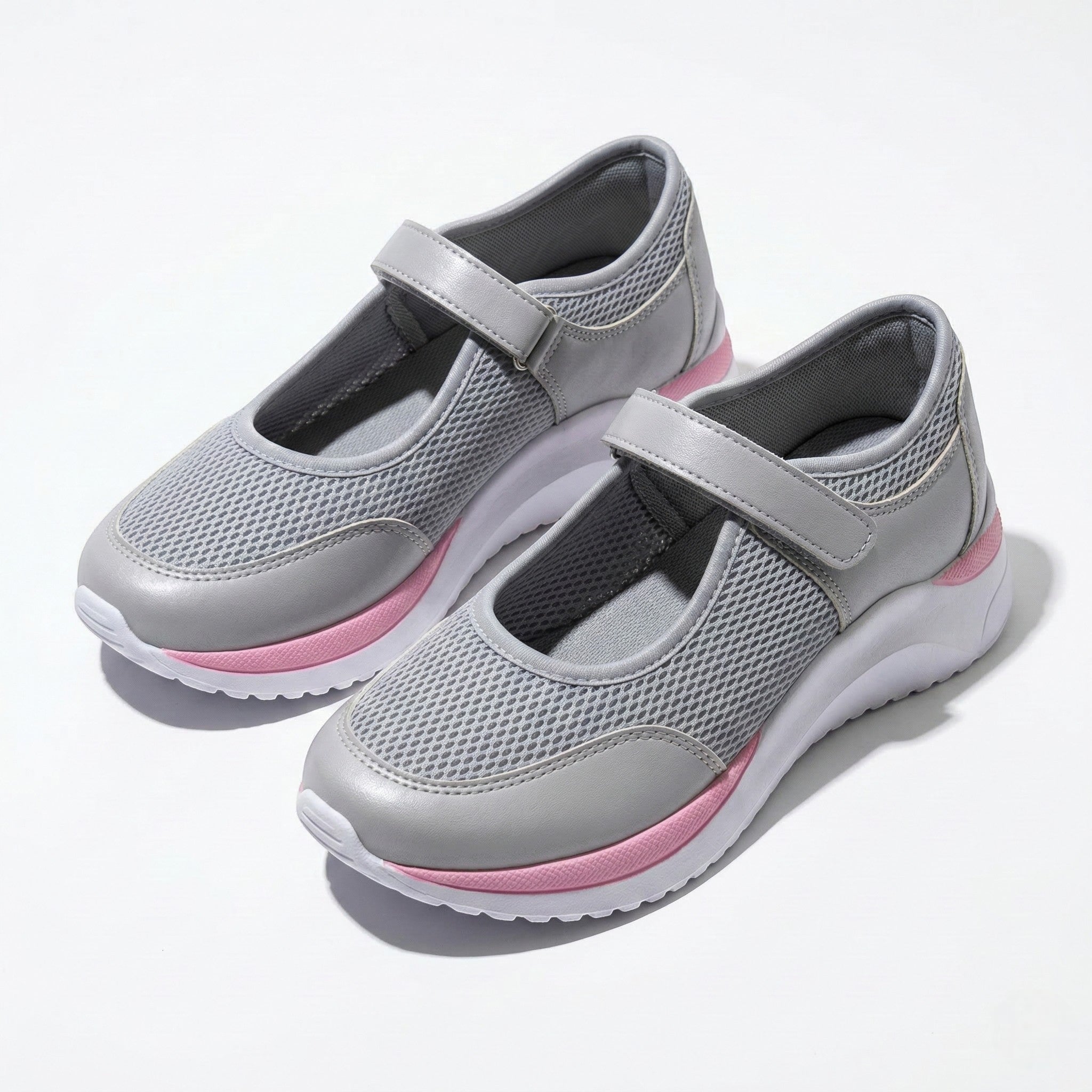 Amelia - Women's Lightweight Trainers with Adjustable Strap - Trainers - Grey - Taylor & Bennett