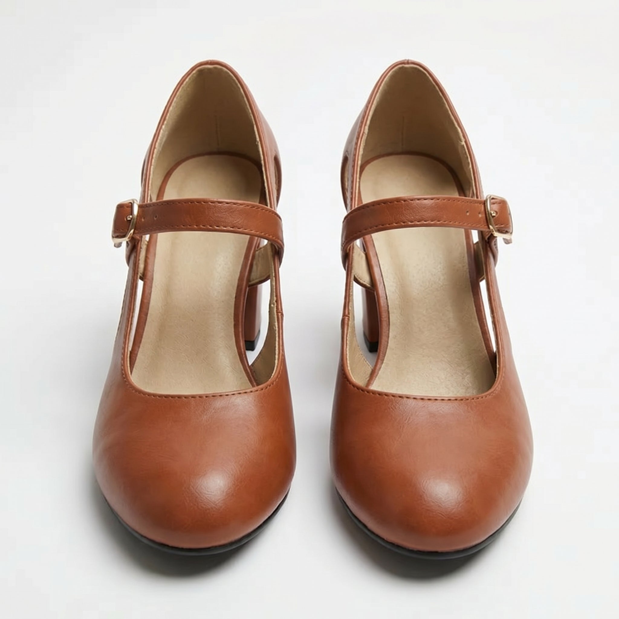 Amelia - Women's Mary Jane Block Heel Sandals - Sandal - Brown - Taylor & Bennett