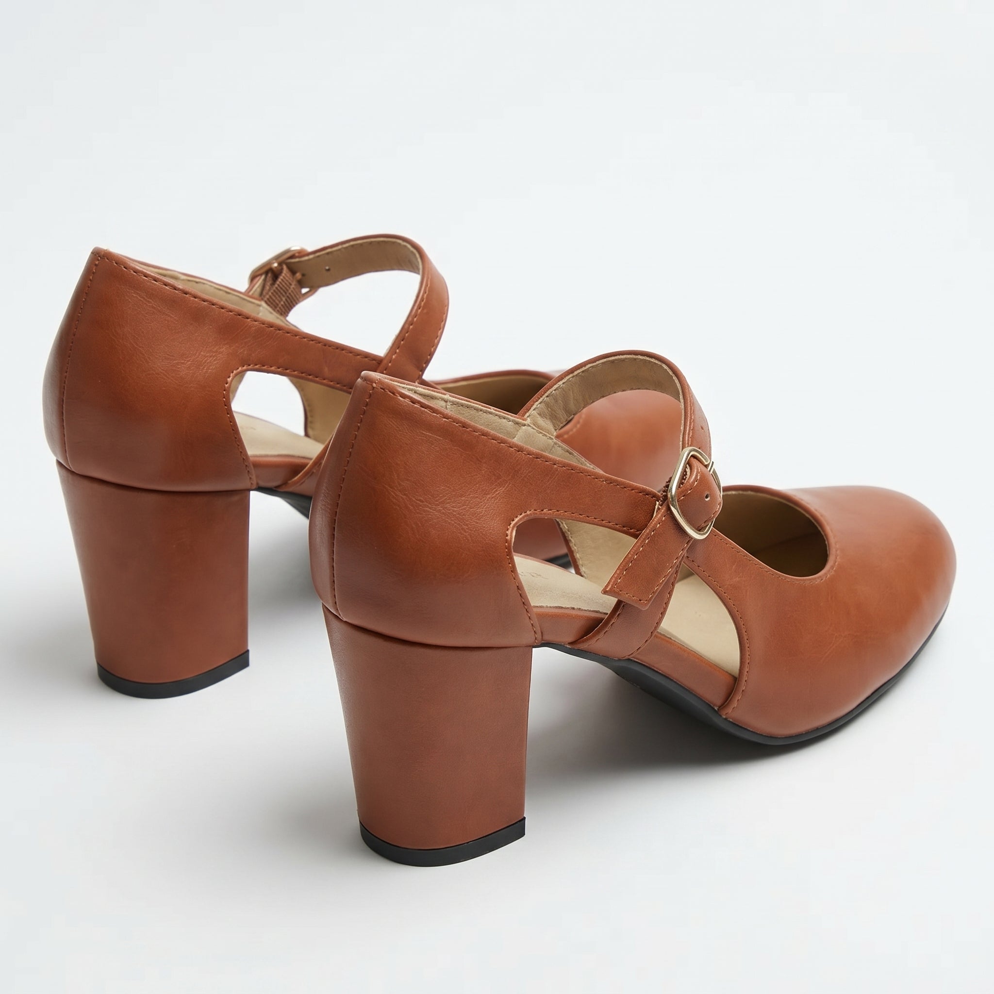 Amelia - Women's Mary Jane Block Heel Sandals - Sandal - Brown - Taylor & Bennett