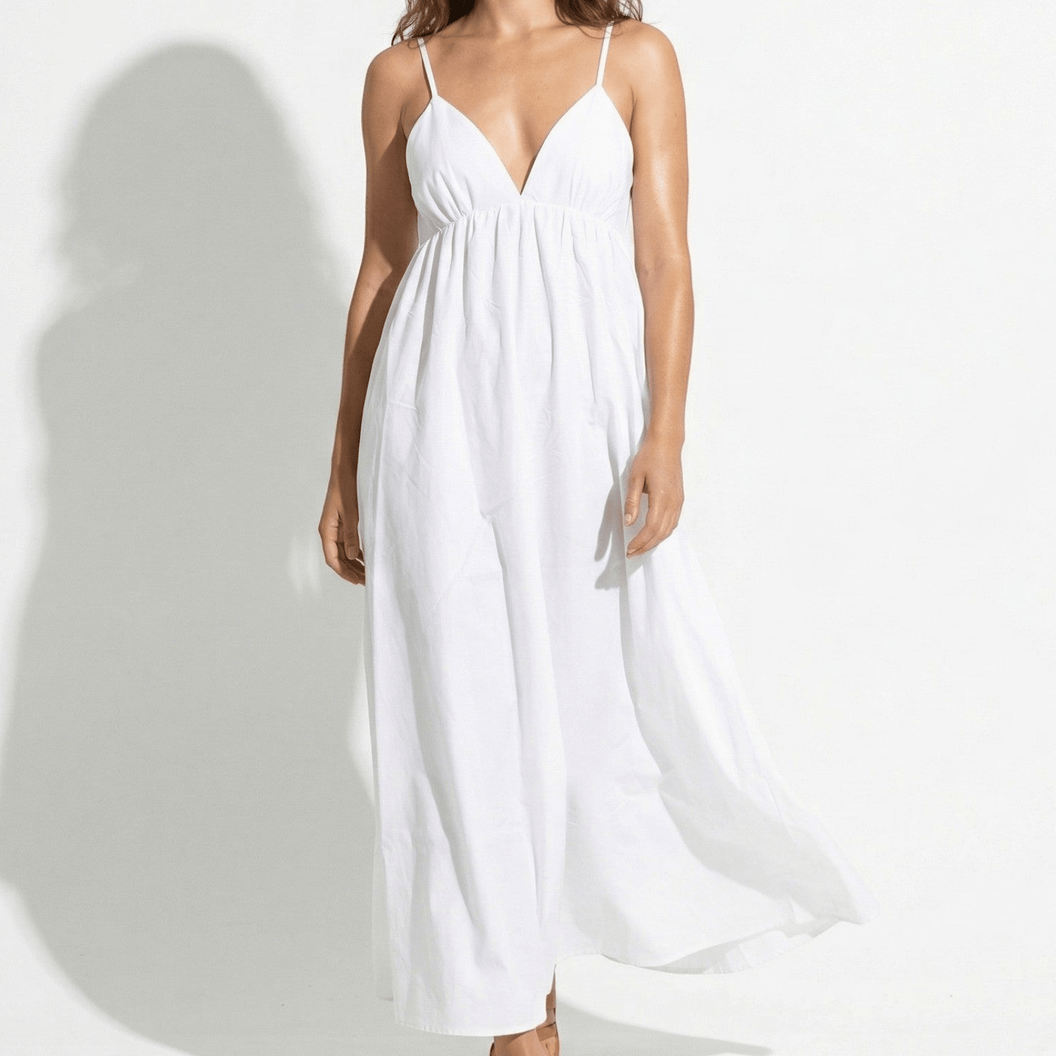 Amelia - Women's Maxi Dress with Spaghetti Straps - Dresses - White - Taylor & Bennett