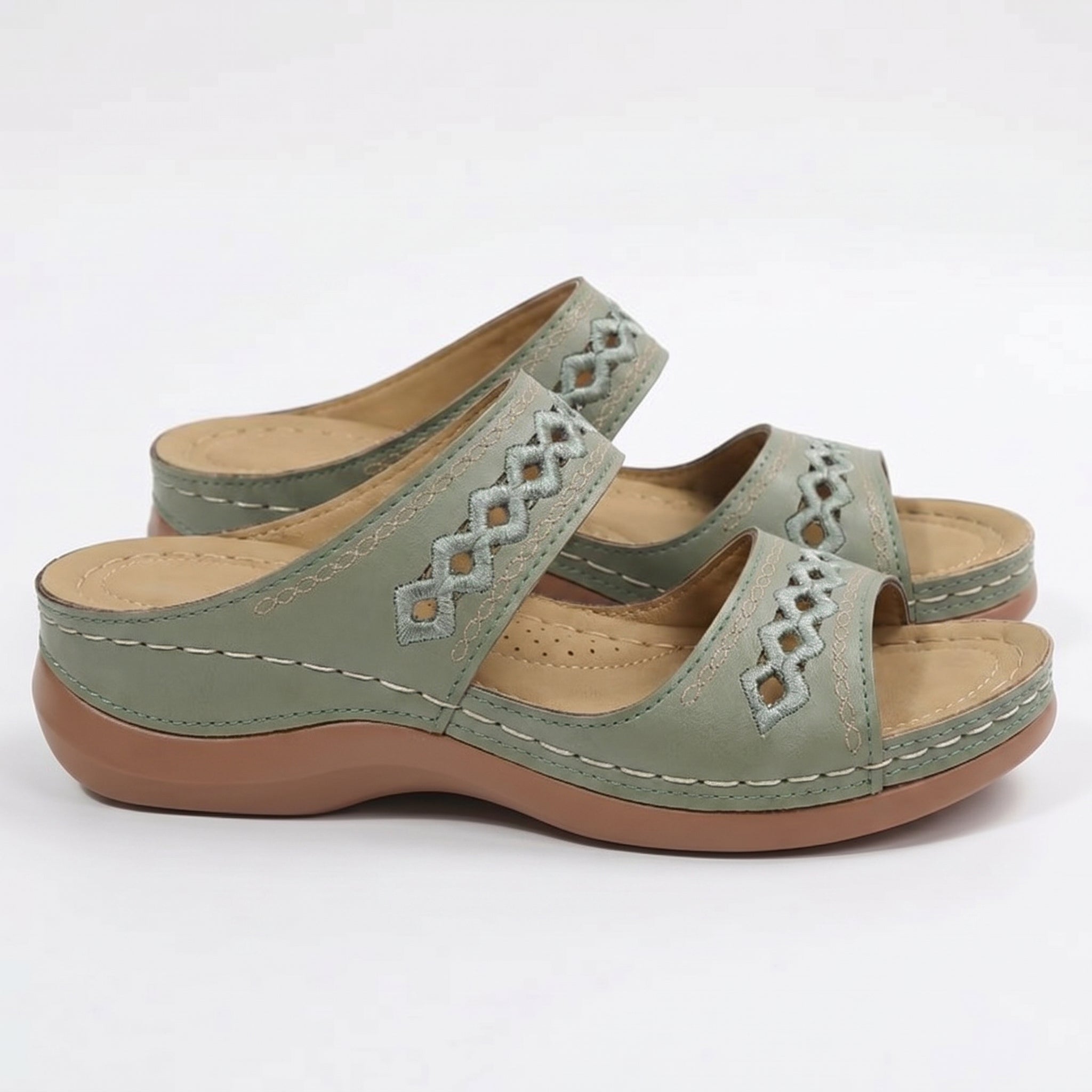 Amelia - Women's Orthopaedic Open Toe Sandals - Sandal - Green - Taylor & Bennett