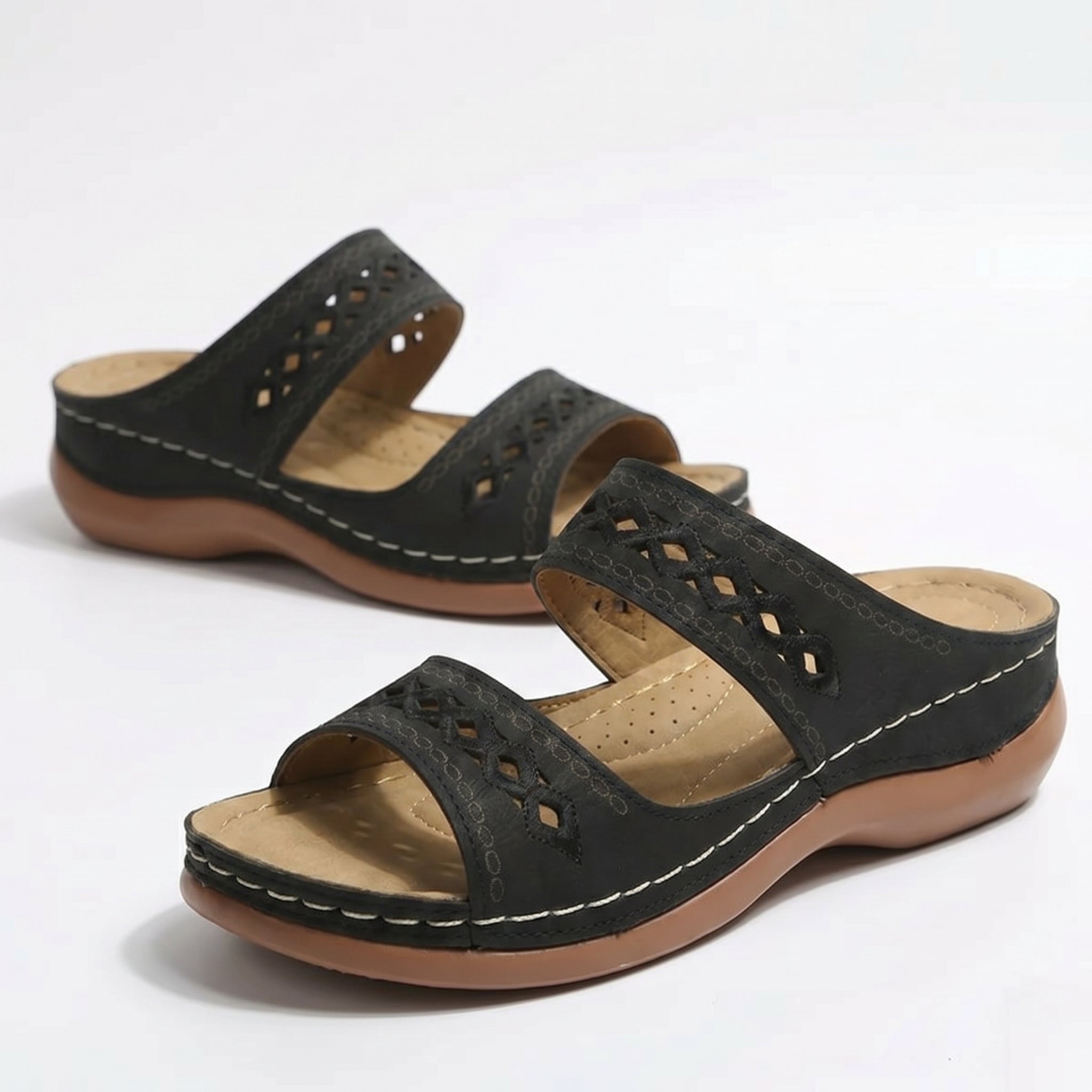 Amelia - Women's Orthopaedic Open Toe Sandals - Sandal - Black - Taylor & Bennett