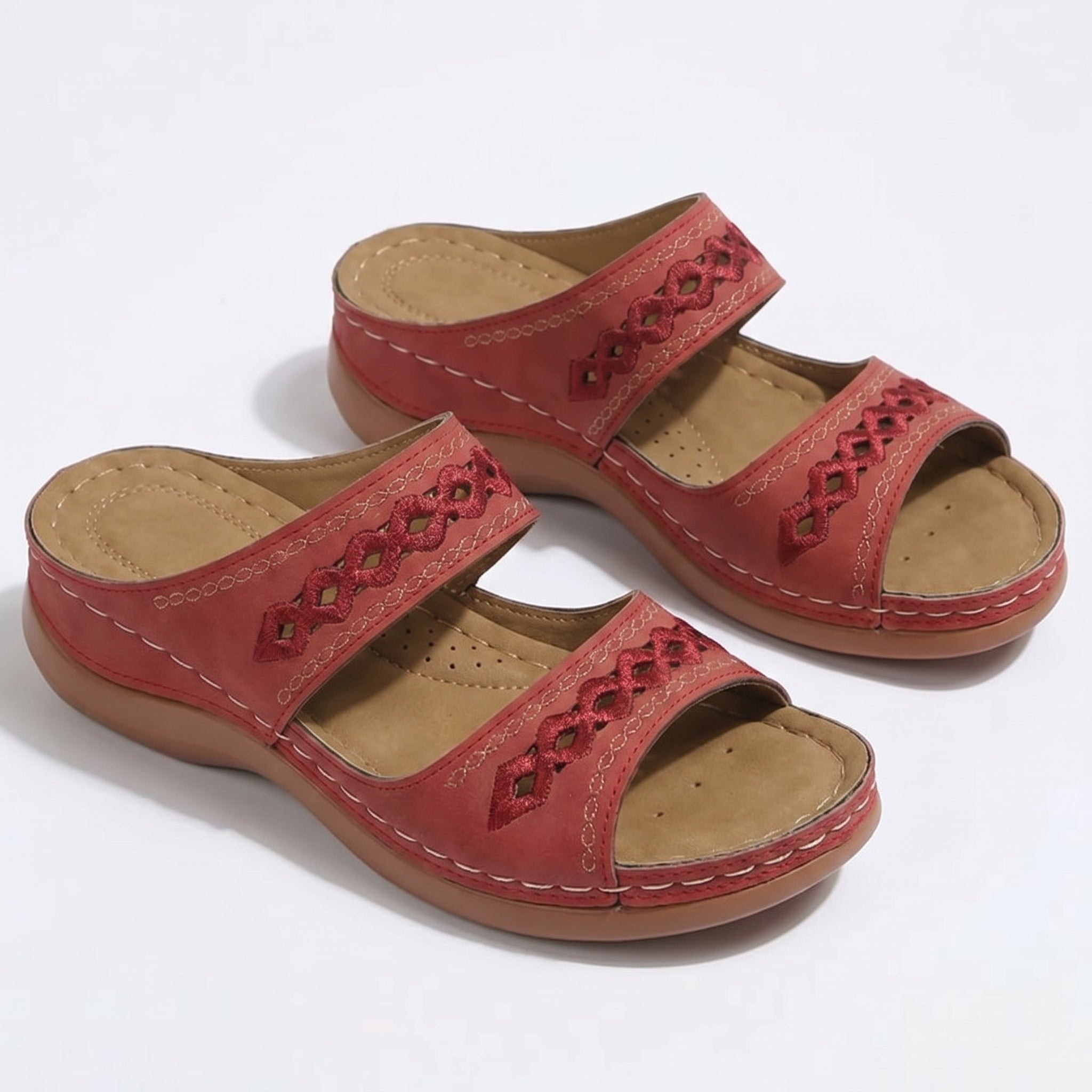 Amelia - Women's Orthopaedic Open Toe Sandals - Sandal - Red - Taylor & Bennett