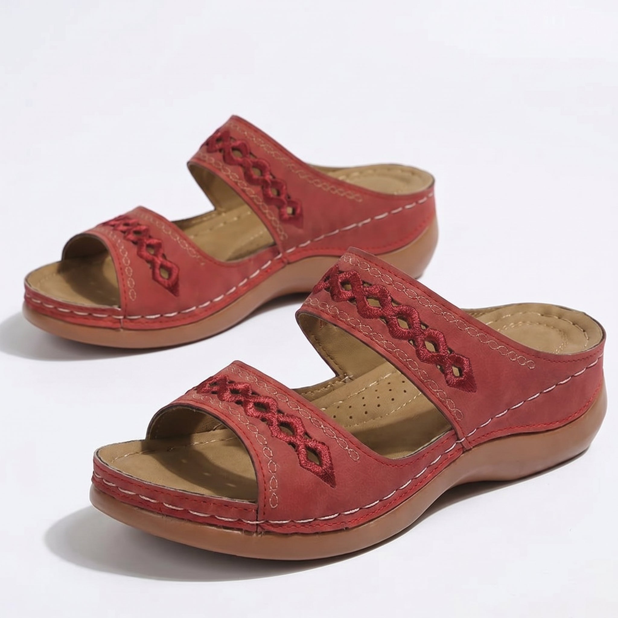 Amelia - Women's Orthopaedic Open Toe Sandals - Sandal - Red - Taylor & Bennett