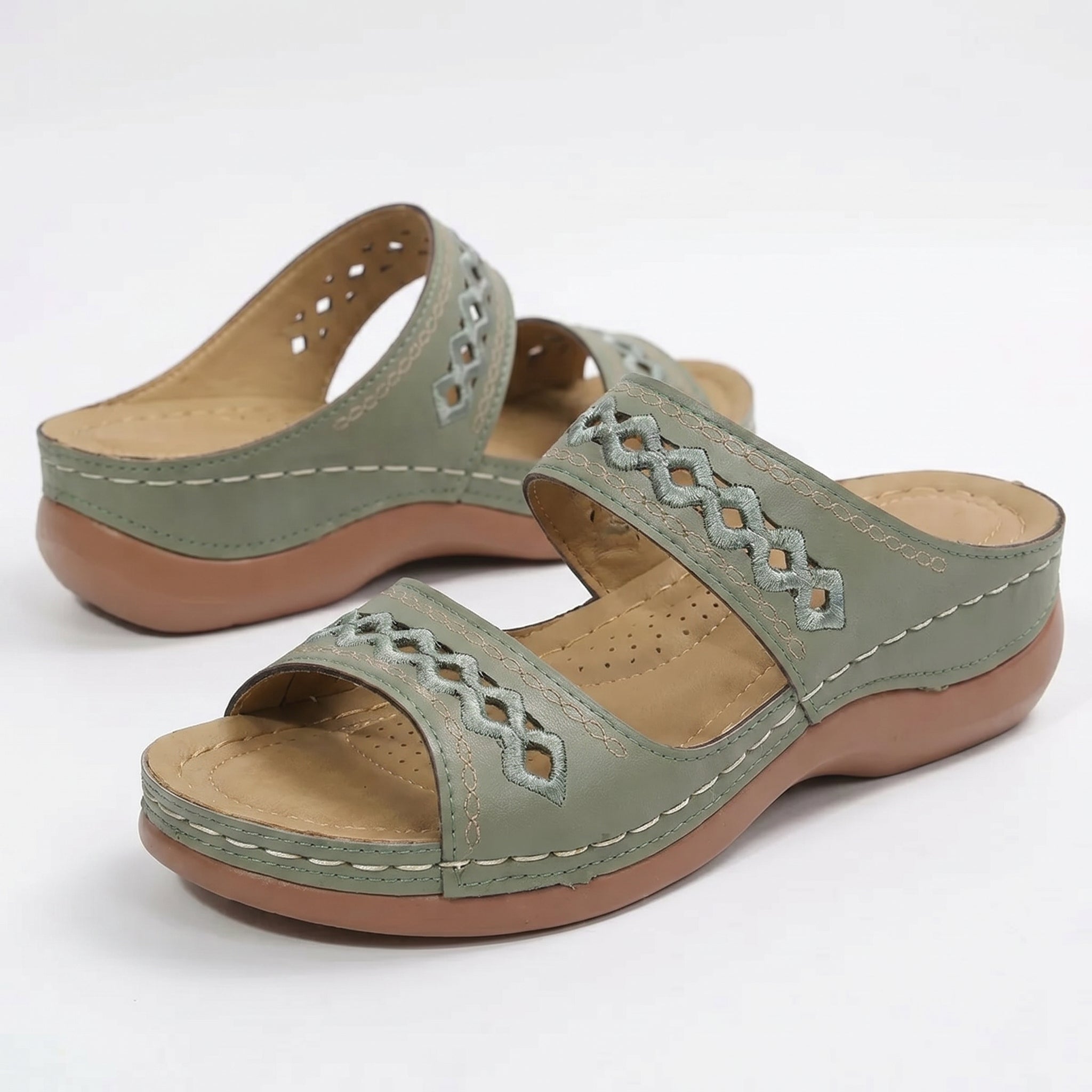 Amelia - Women's Orthopaedic Open Toe Sandals - Sandal - Green - Taylor & Bennett
