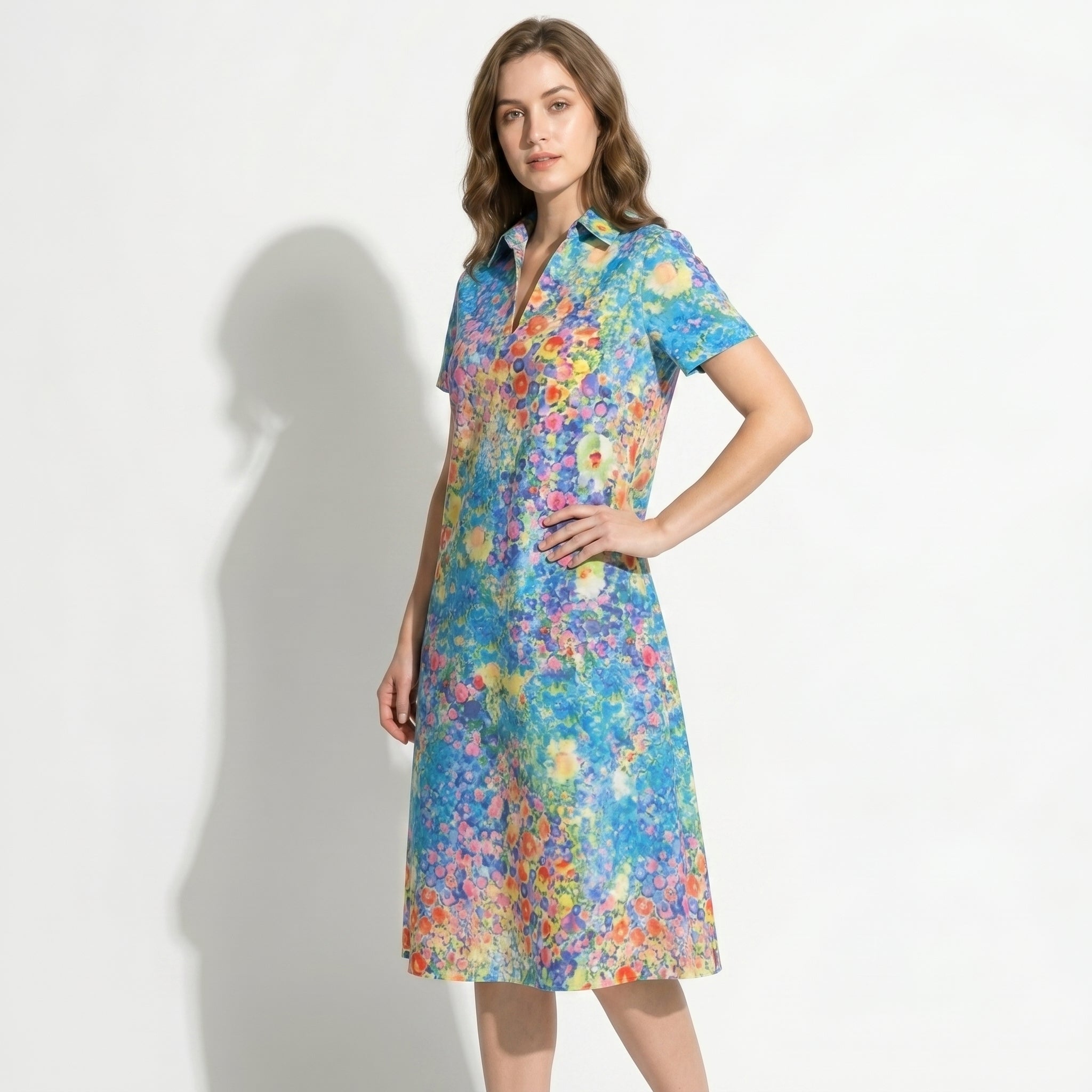 Amelia - Women's Summer Printed Midi Dress - Dress - Blue - Taylor & Bennett