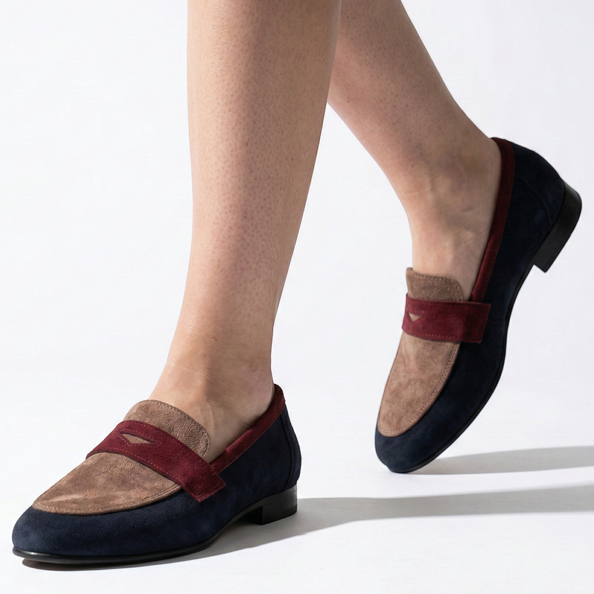 Amy - Women's Round Toe Loafer Shoes with Low Heel - Loafers - Blue - Taylor & Bennett