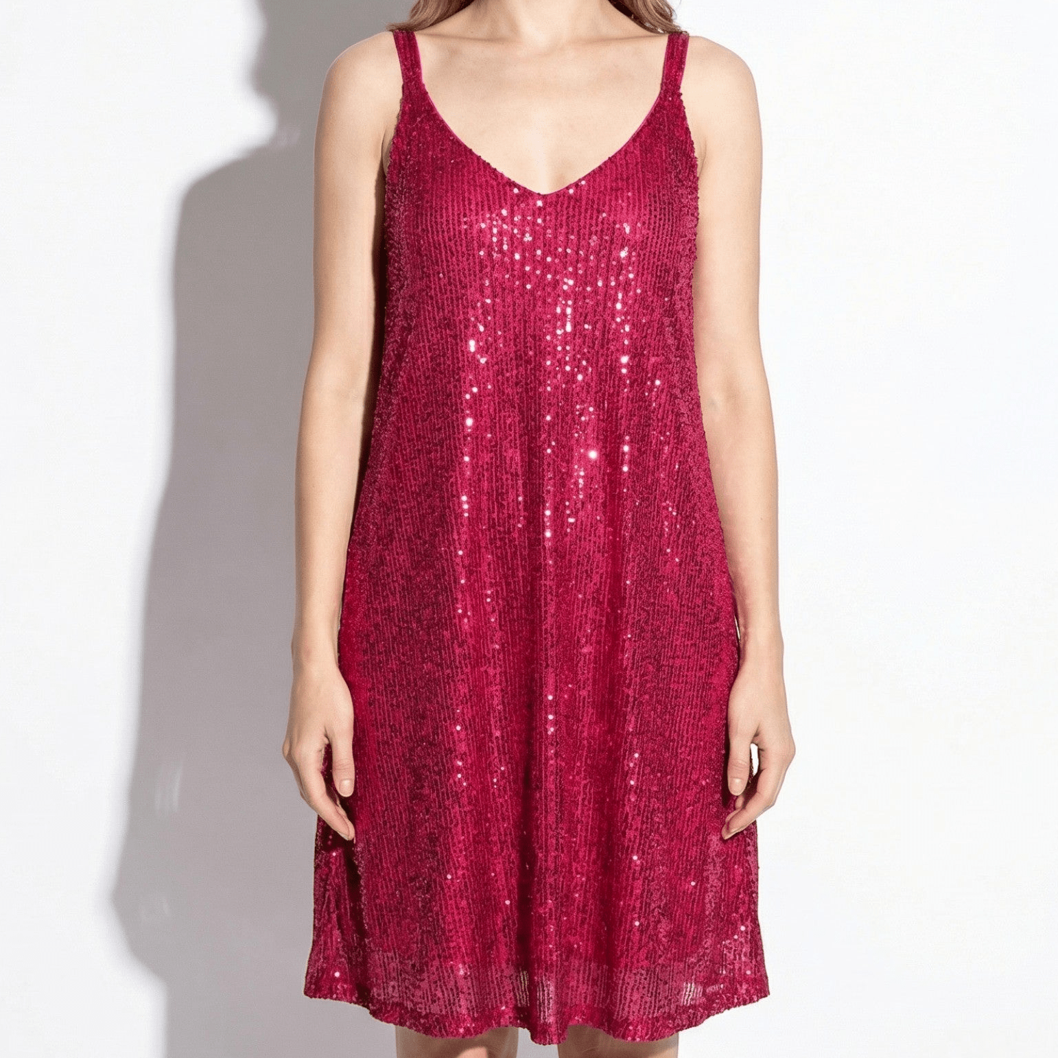 Angel - Women's Party Sequin Mini Dress - Mini Dresses - Rose Red - Taylor & Bennett