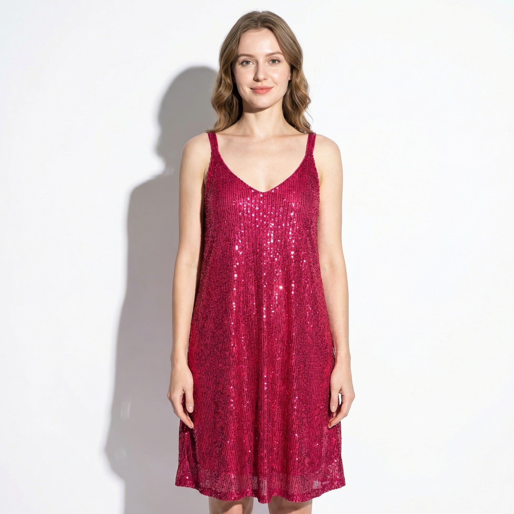 Angel - Women's Party Sequin Mini Dress - Mini Dresses - Rose Red - Taylor & Bennett