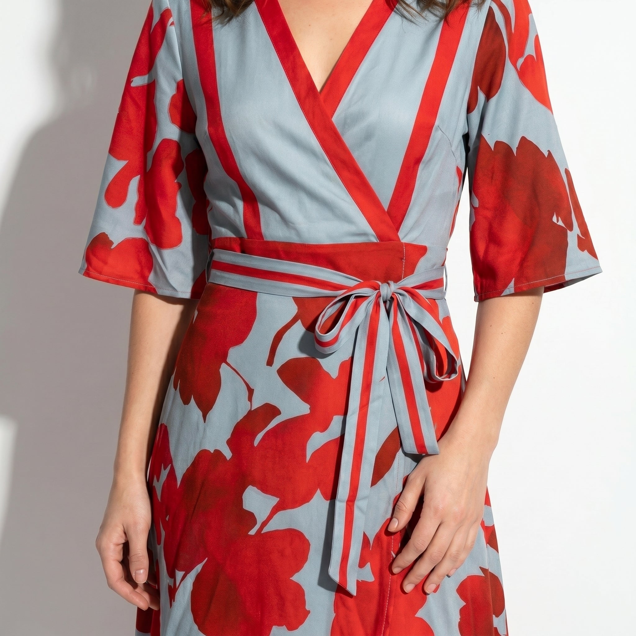 Anna - Women's Casual Printed Wrap Maxi Dress - Maxi Dress - Red - Taylor & Bennett