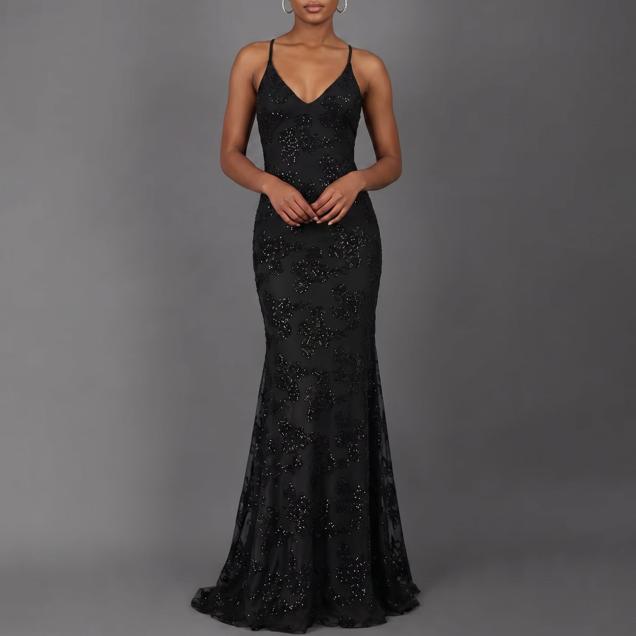 Anna - Women's Wedding Guest Sequin Maxi Dress