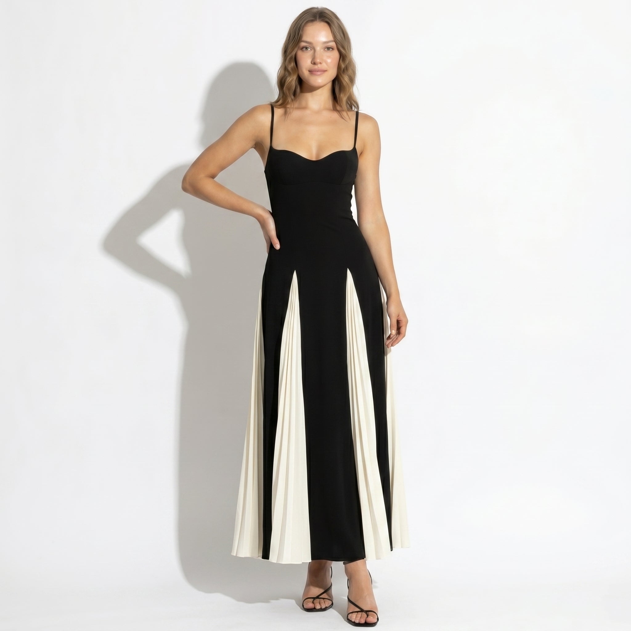 Anne - Women's Evening Flared Maxi Dress - Maxi Dress - Black - Taylor & Bennett