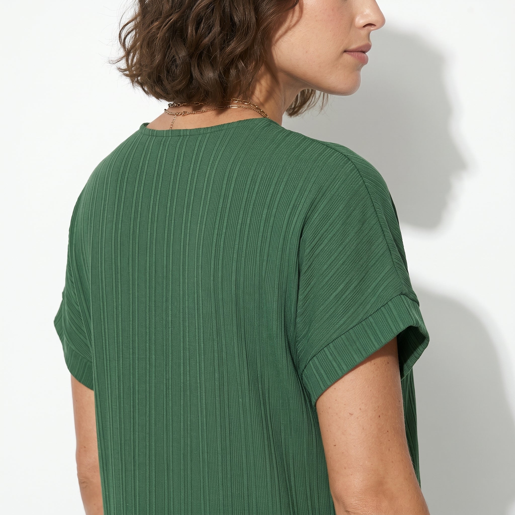 Anne - Women's V - Neck Short Sleeve Mini Dress - Mini Dress - Green - Taylor & Bennett