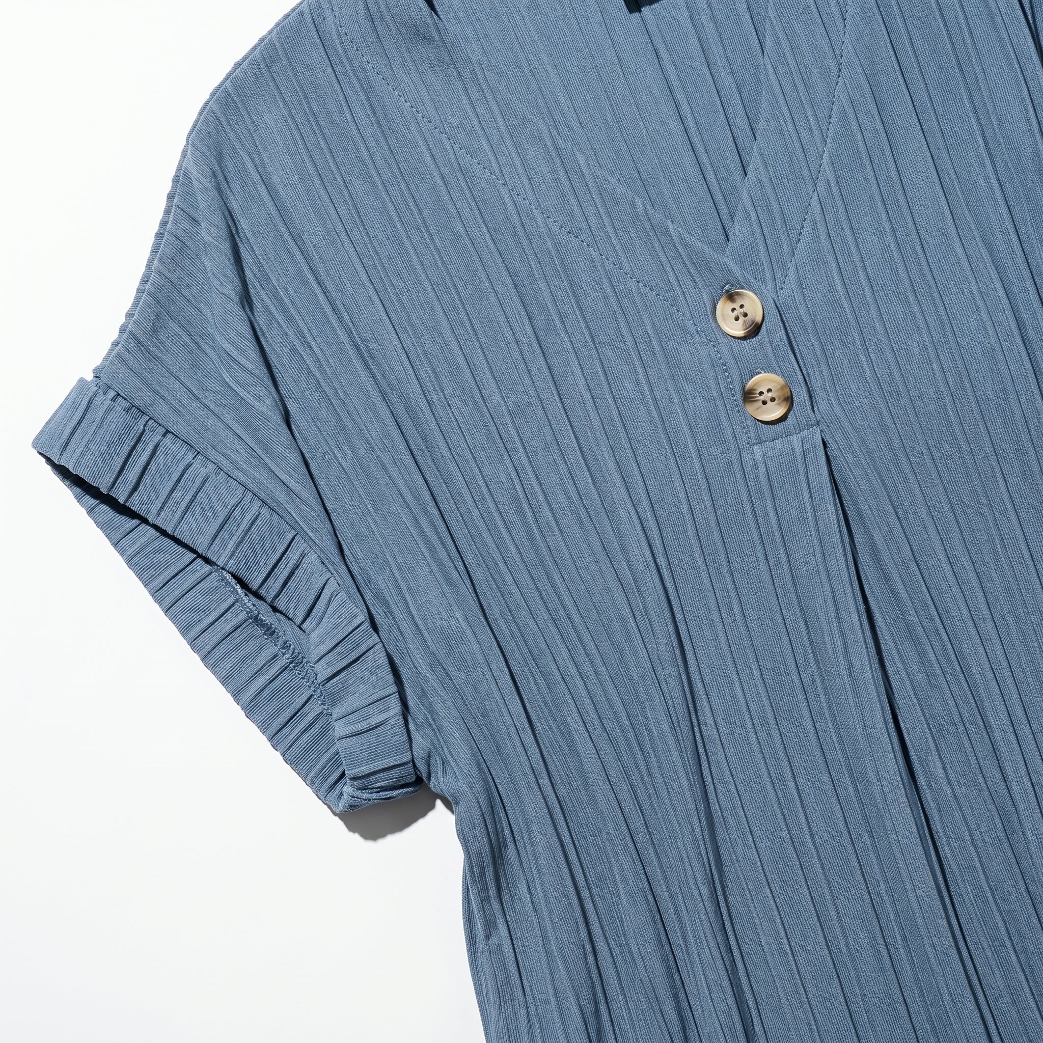 Anne - Women's V - Neck Short Sleeve Mini Dress - Mini Dress - Light Blue - Taylor & Bennett