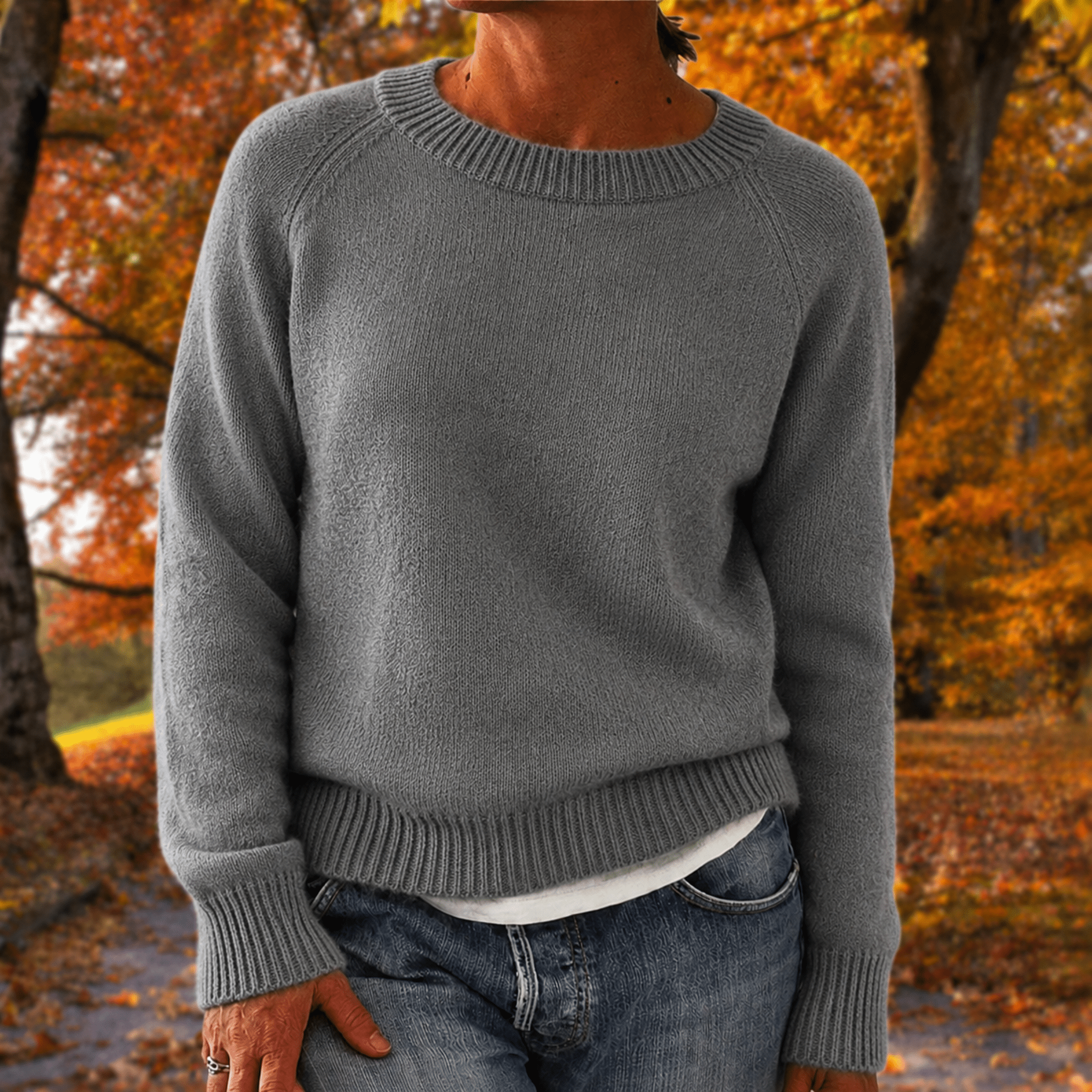 Anneliese - Women's Relaxed Fit Raglan Sleeve Jumper with Ribbed Trim - Sweaters - Grey - Taylor & Bennett