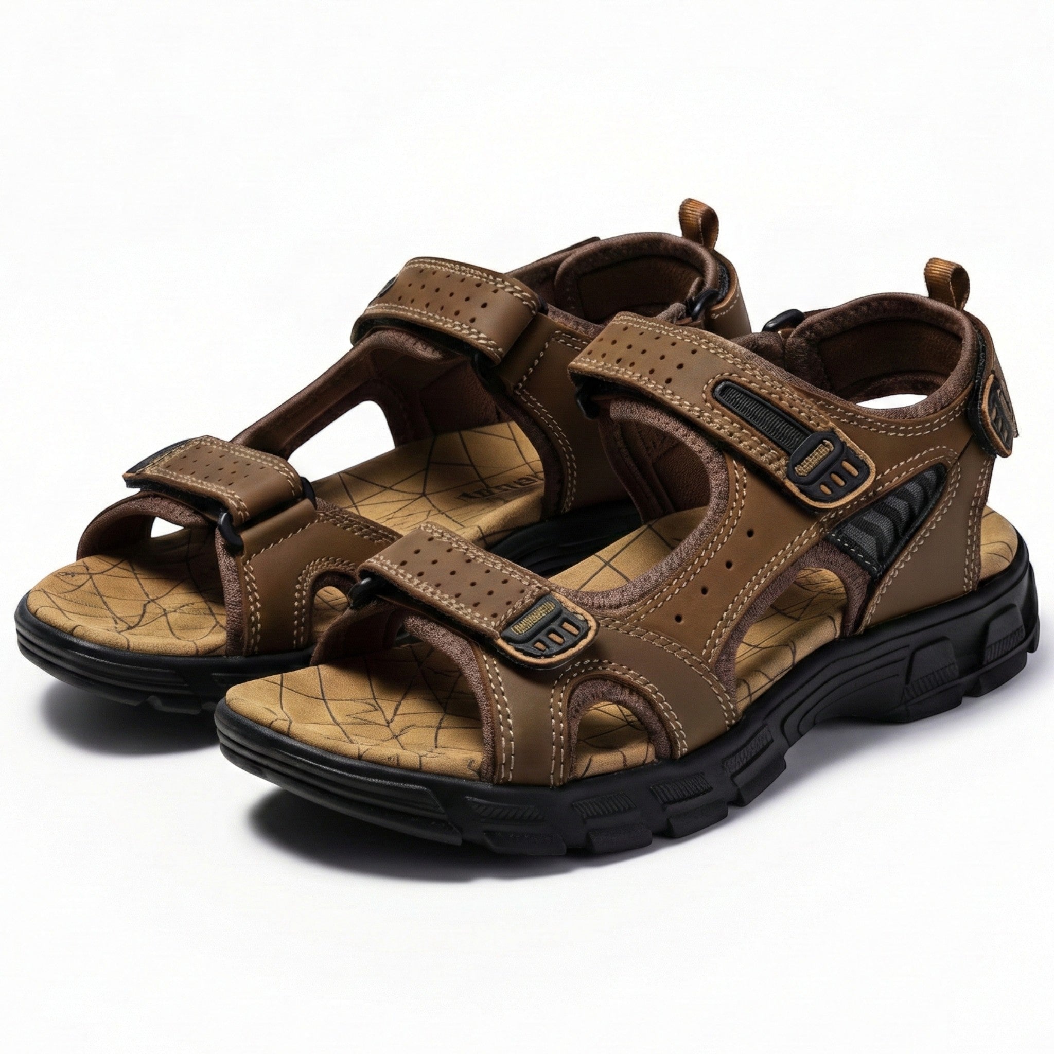 Arthur - Men's Adjustable Walking Sandals with Durable Straps - Sandals - Dark Brown - Taylor & Bennett