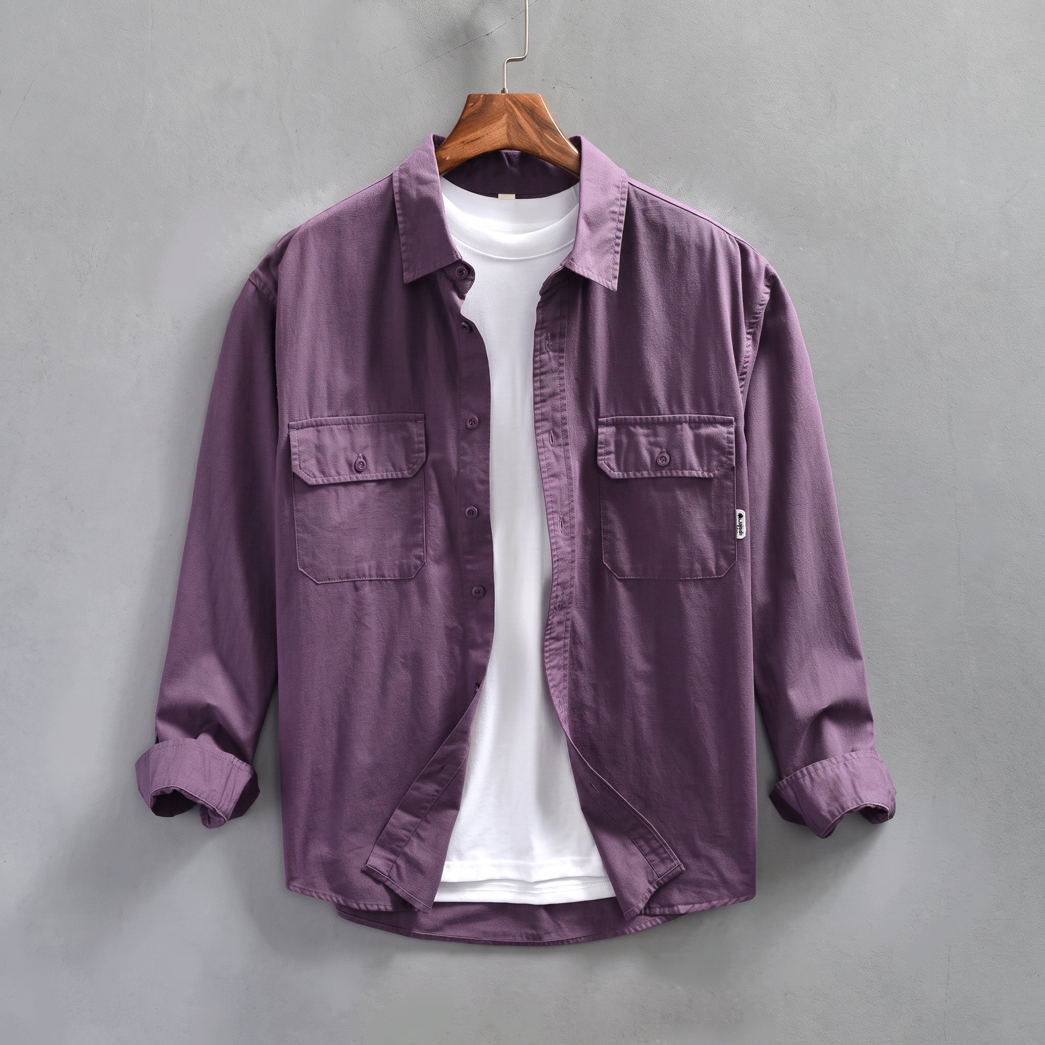 Arthur - Men's Button-Down Dual Flap Chest Pocket Shirt - Shirts - Purple - Taylor & Bennett
