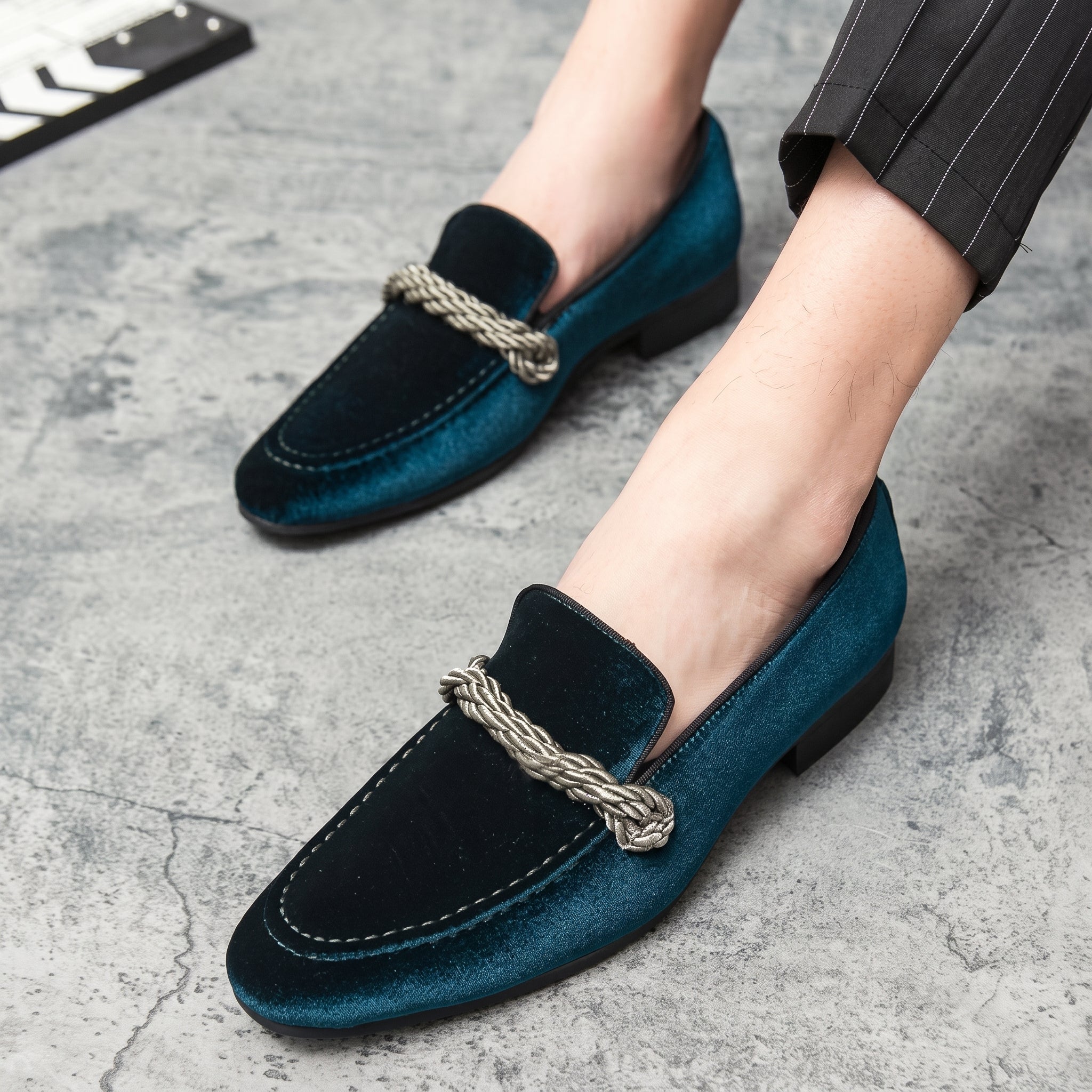 Arthur - Men's Formal Loafers with Gold Rope Detail - Loafers - Green - Taylor & Bennett