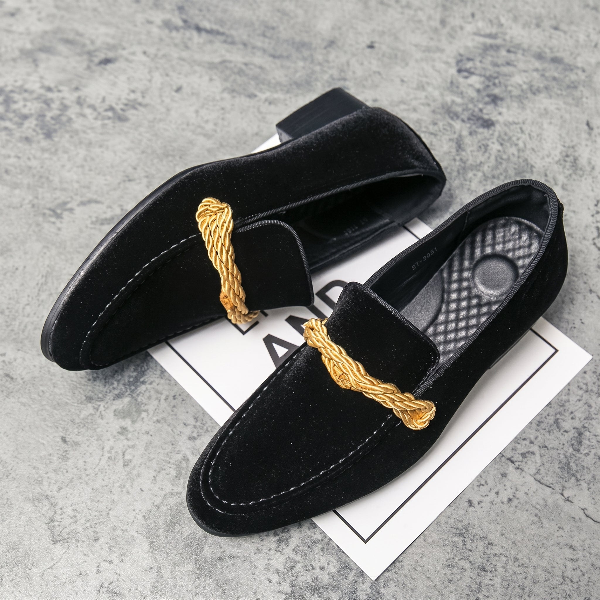 Arthur - Men's Formal Loafers with Gold Rope Detail - Loafers - Black - Taylor & Bennett