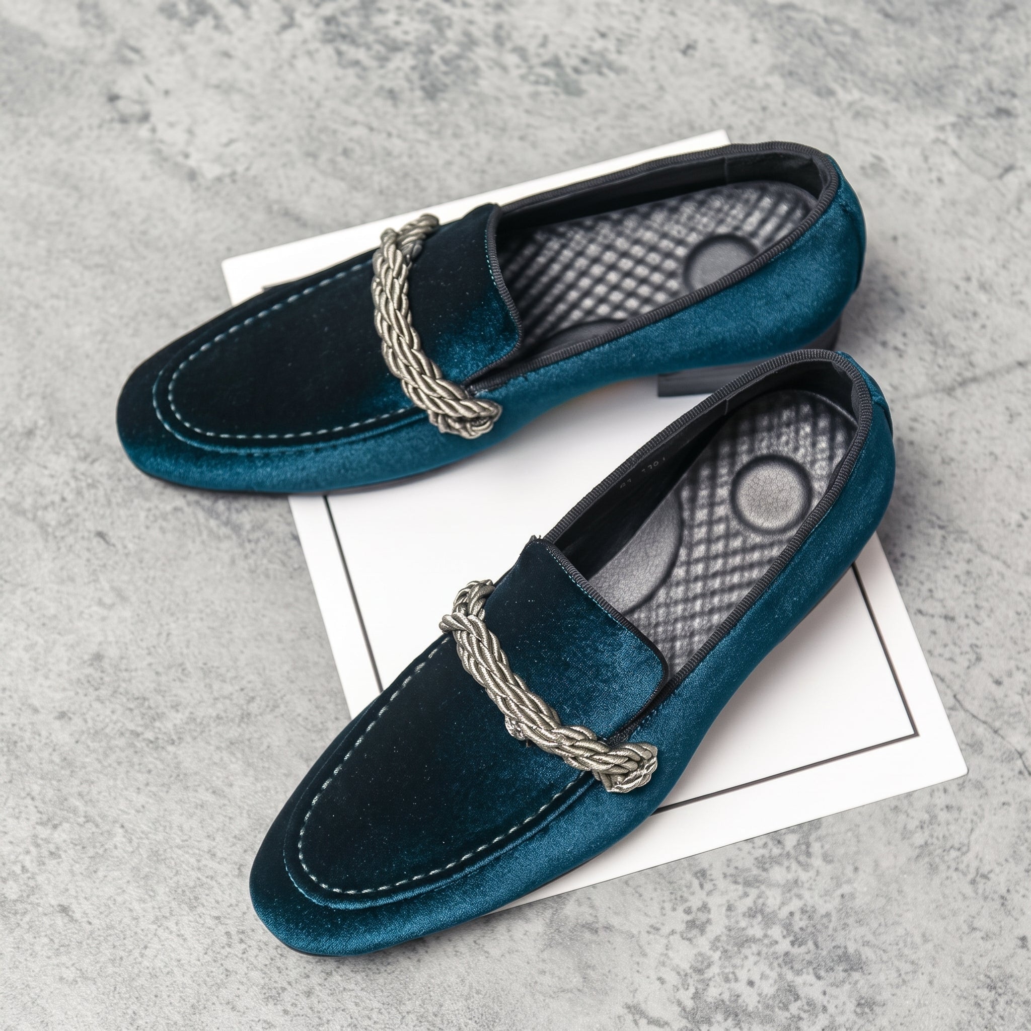 Arthur - Men's Formal Loafers with Gold Rope Detail - Loafers - Green - Taylor & Bennett