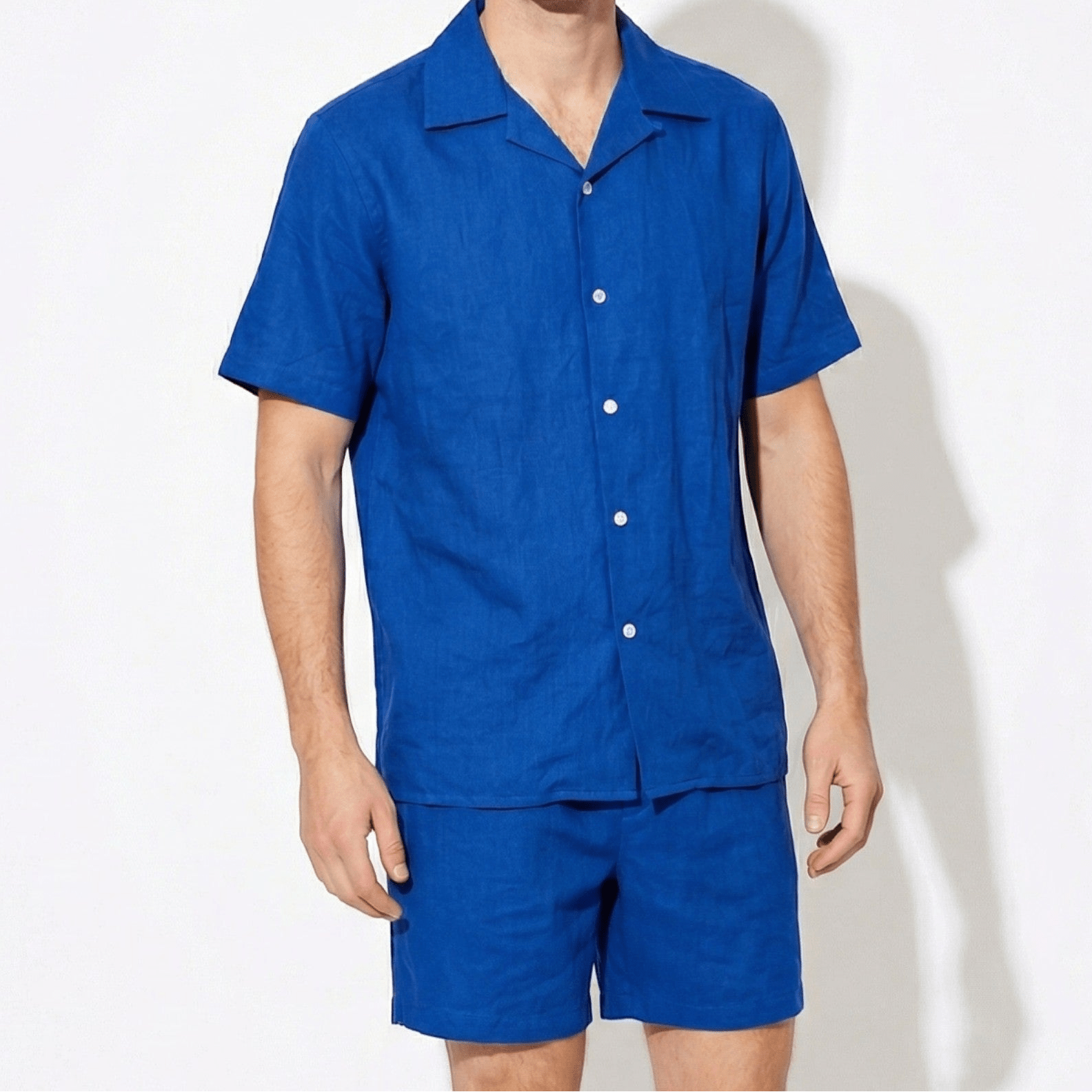 Arthur - Men's Short Sleeve Shirt and Summer Shorts Set - Sets for Men - Blue - Taylor & Bennett
