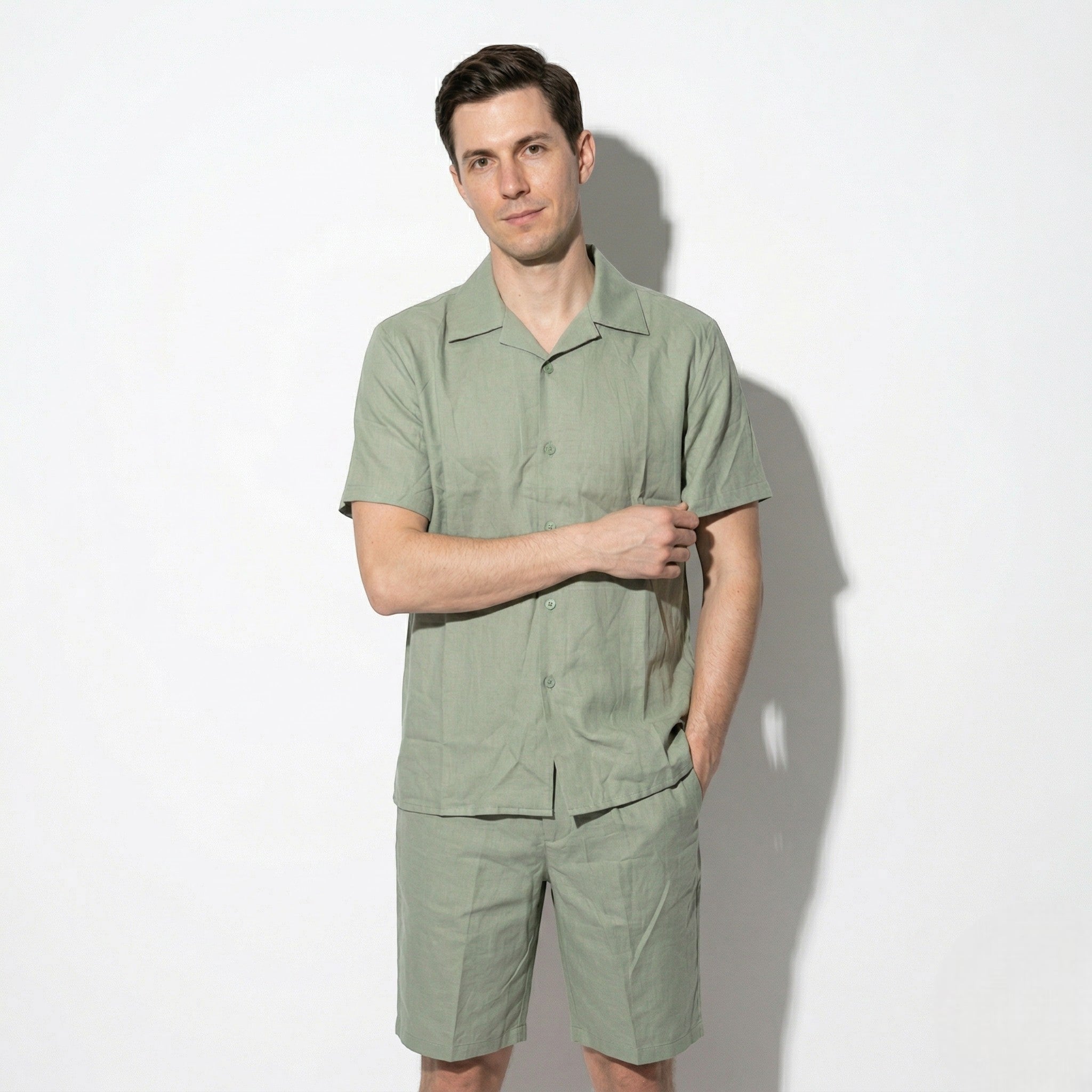 Arthur - Men's Short Sleeve Shirt and Summer Shorts Set - Sets for Men - Green - Taylor & Bennett