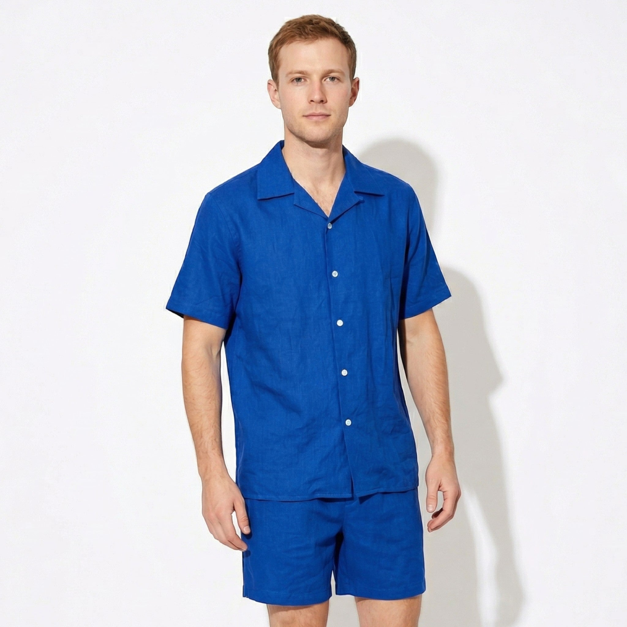 Arthur - Men's Short Sleeve Shirt and Summer Shorts Set - Sets for Men - Blue - Taylor & Bennett