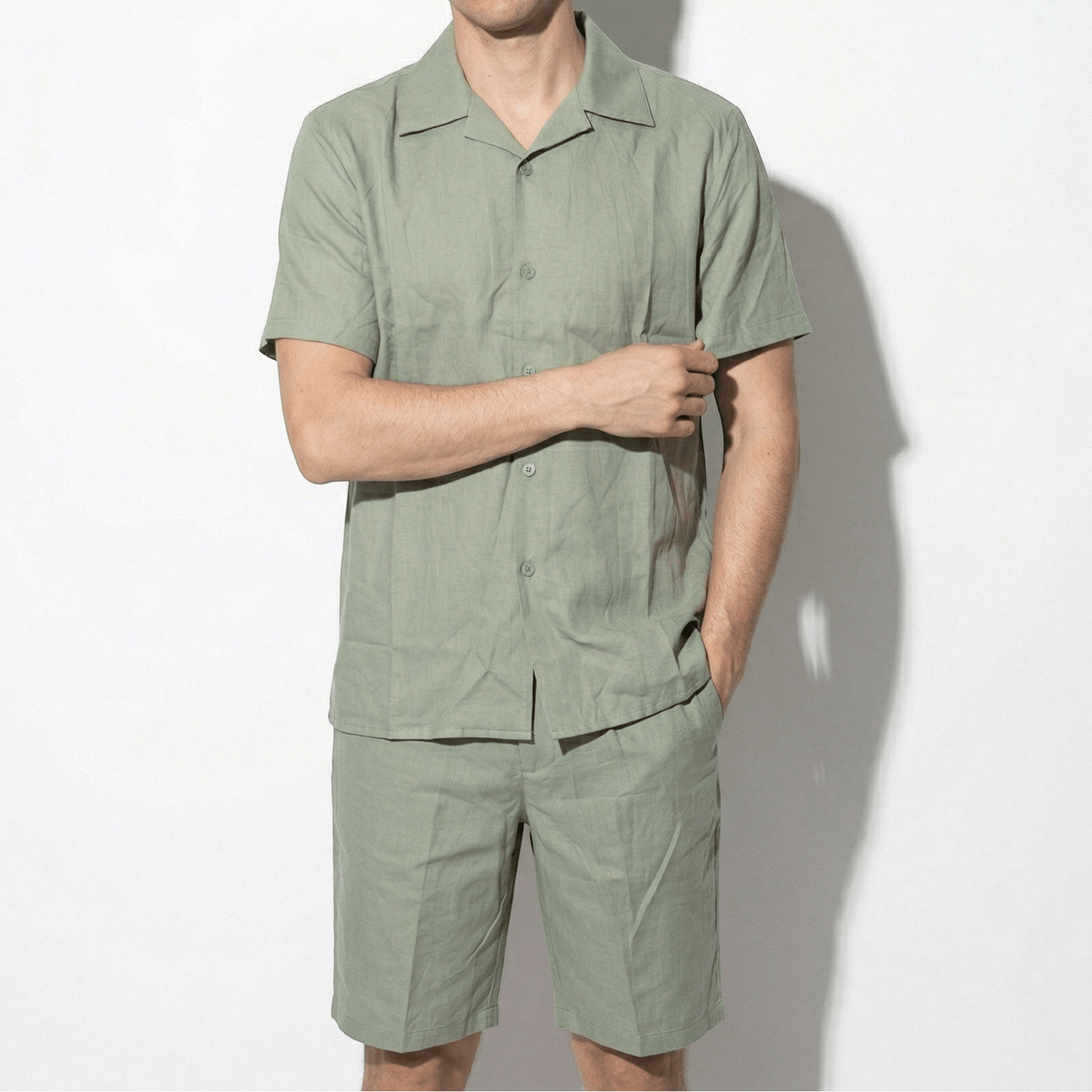 Arthur - Men's Short Sleeve Shirt and Summer Shorts Set - Sets for Men - Green - Taylor & Bennett