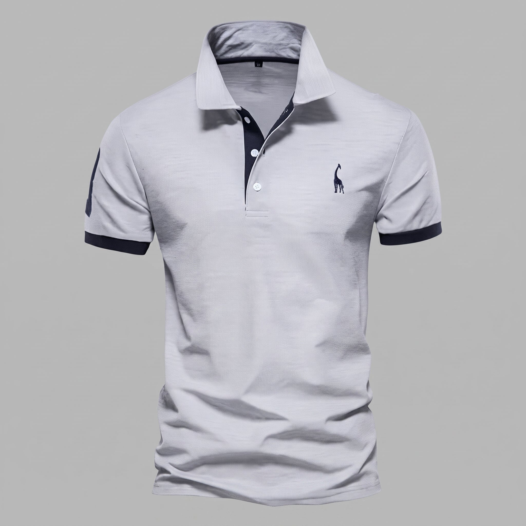 Arthur - Men's Slim Fit Contrast Trim Short Sleeve Polo Shirt - Polo Shirts - Grey - Taylor & Bennett
