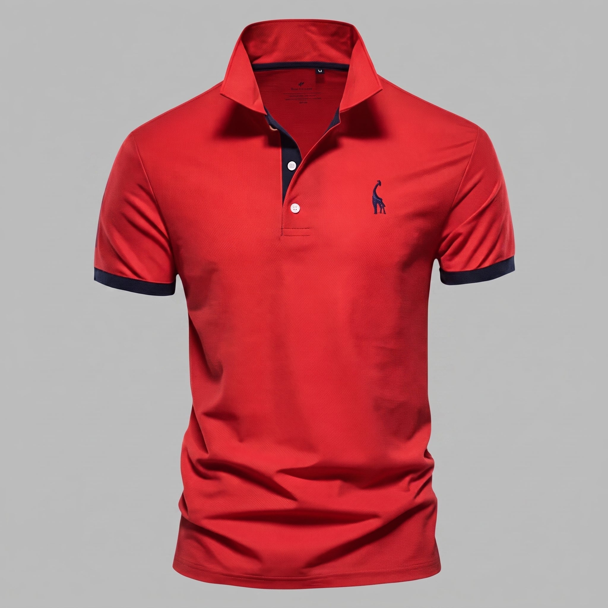 Arthur - Men's Slim Fit Contrast Trim Short Sleeve Polo Shirt - Polo Shirts - Red - Taylor & Bennett