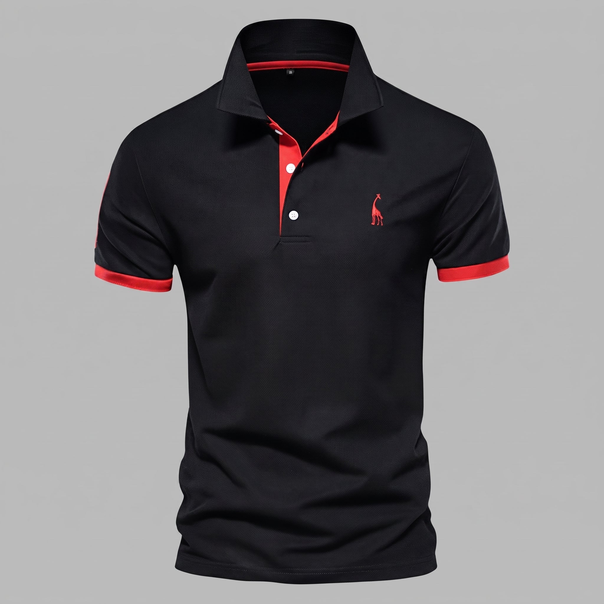 Arthur - Men's Slim Fit Contrast Trim Short Sleeve Polo Shirt - Polo Shirts - Black - Taylor & Bennett